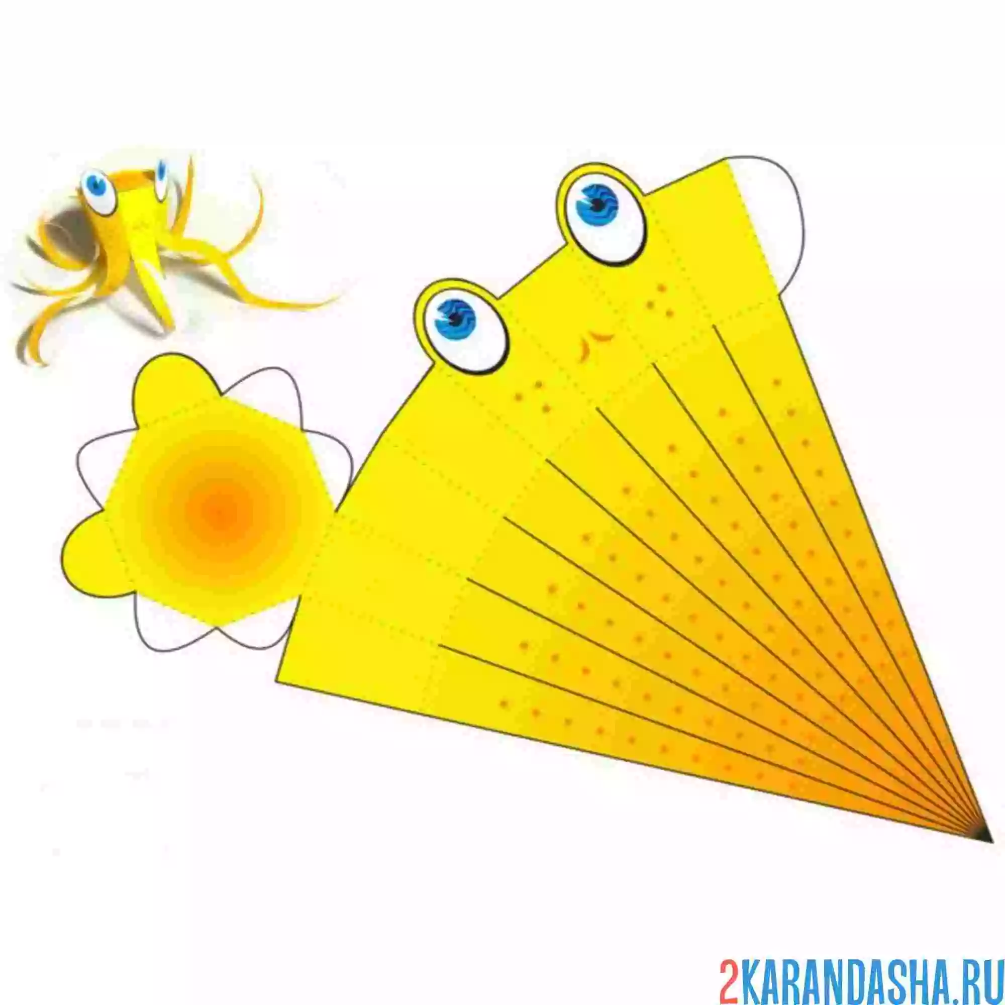 Раскраска вырежи и склей осьминог