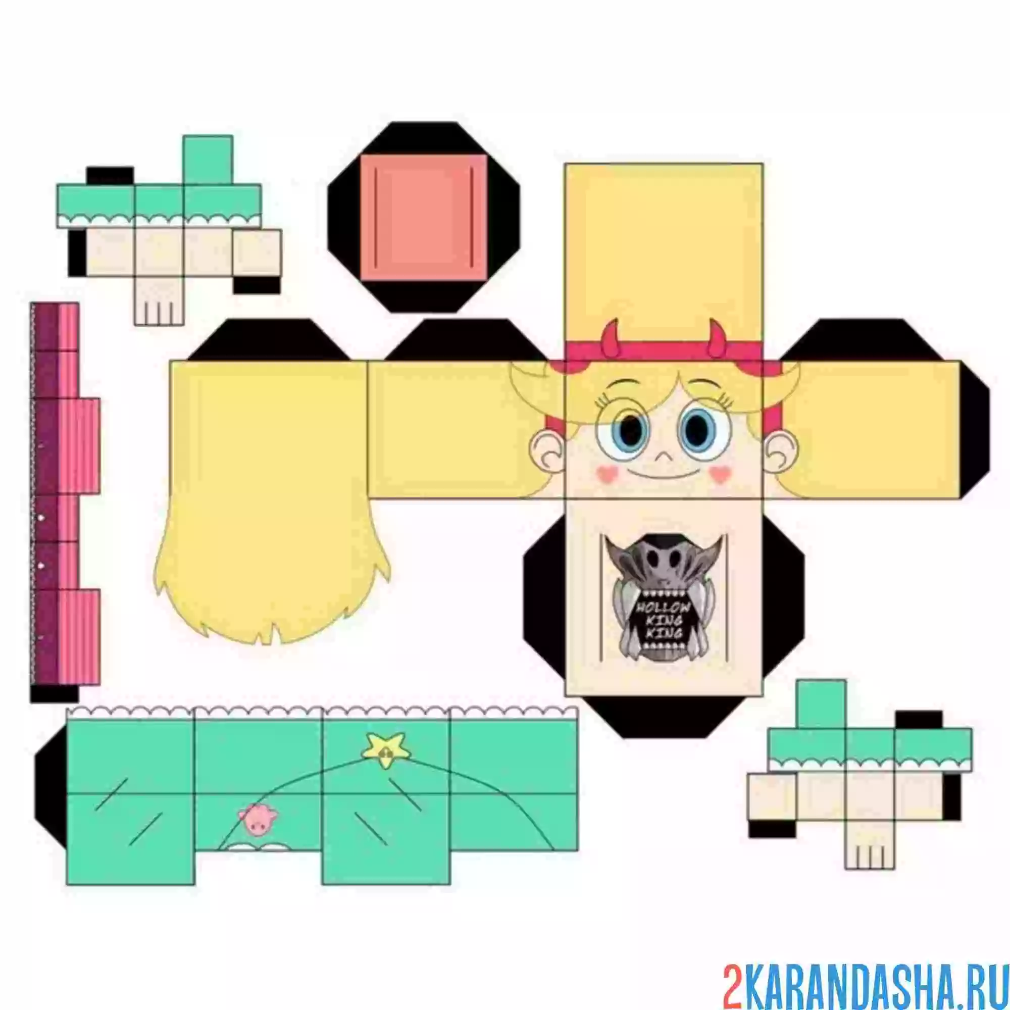 Раскраска вырежи и склей девочка хэллоуин