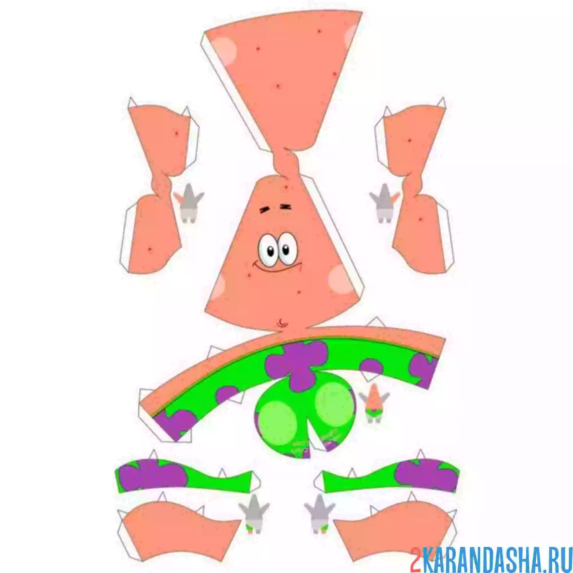 Раскраска вырежи и склей патрик