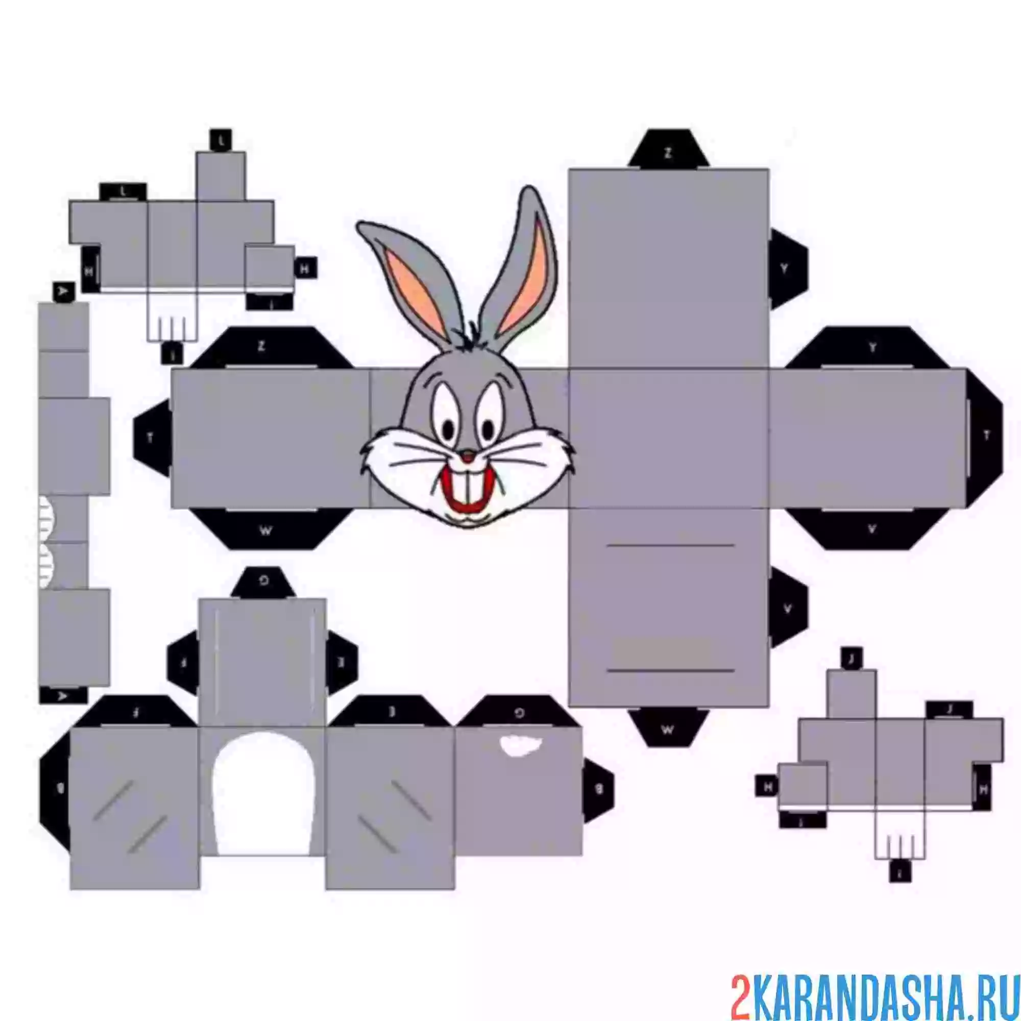 Раскраска вырежи и склей заяц из мультика