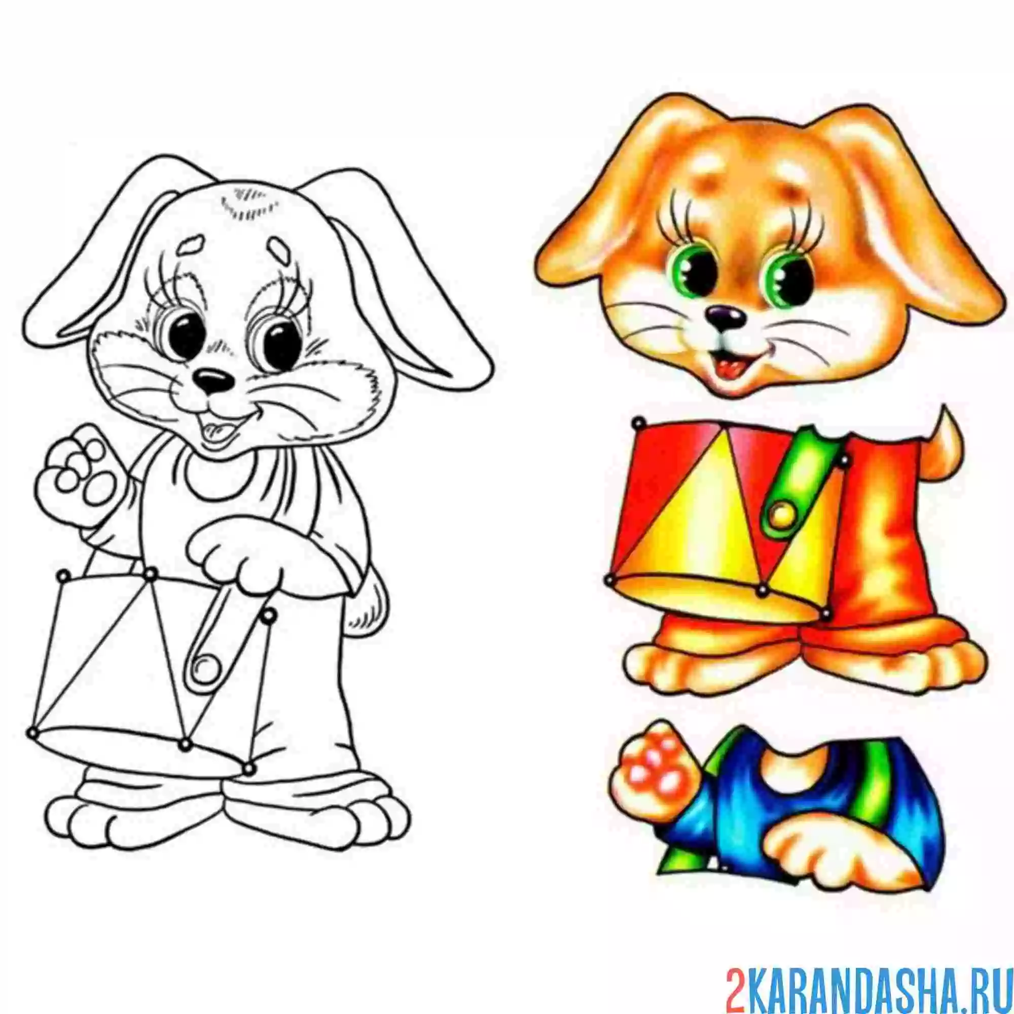 Раскраска вырежи и наклей зайку