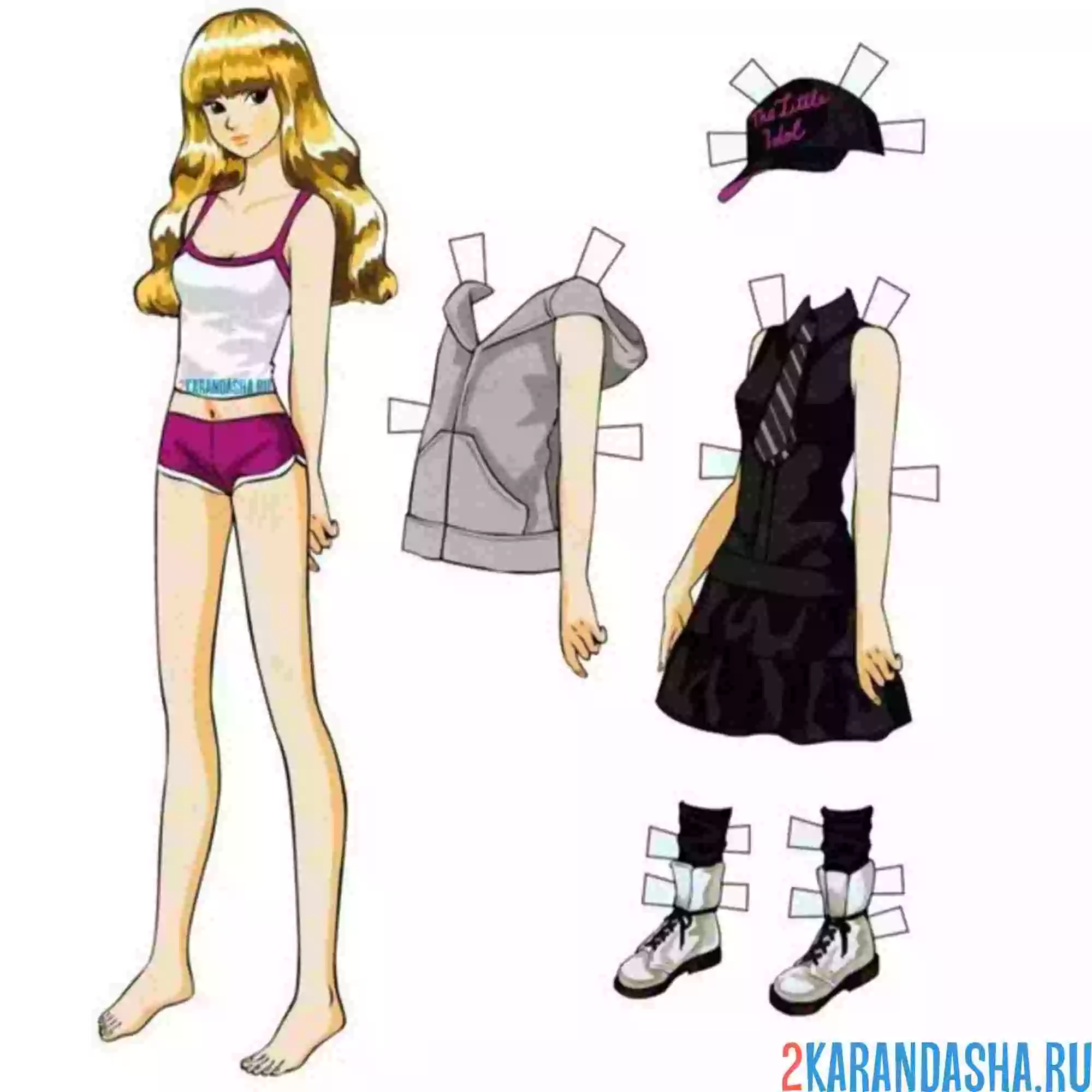 Раскраска цветная бумажная кукла с осенней одеждой