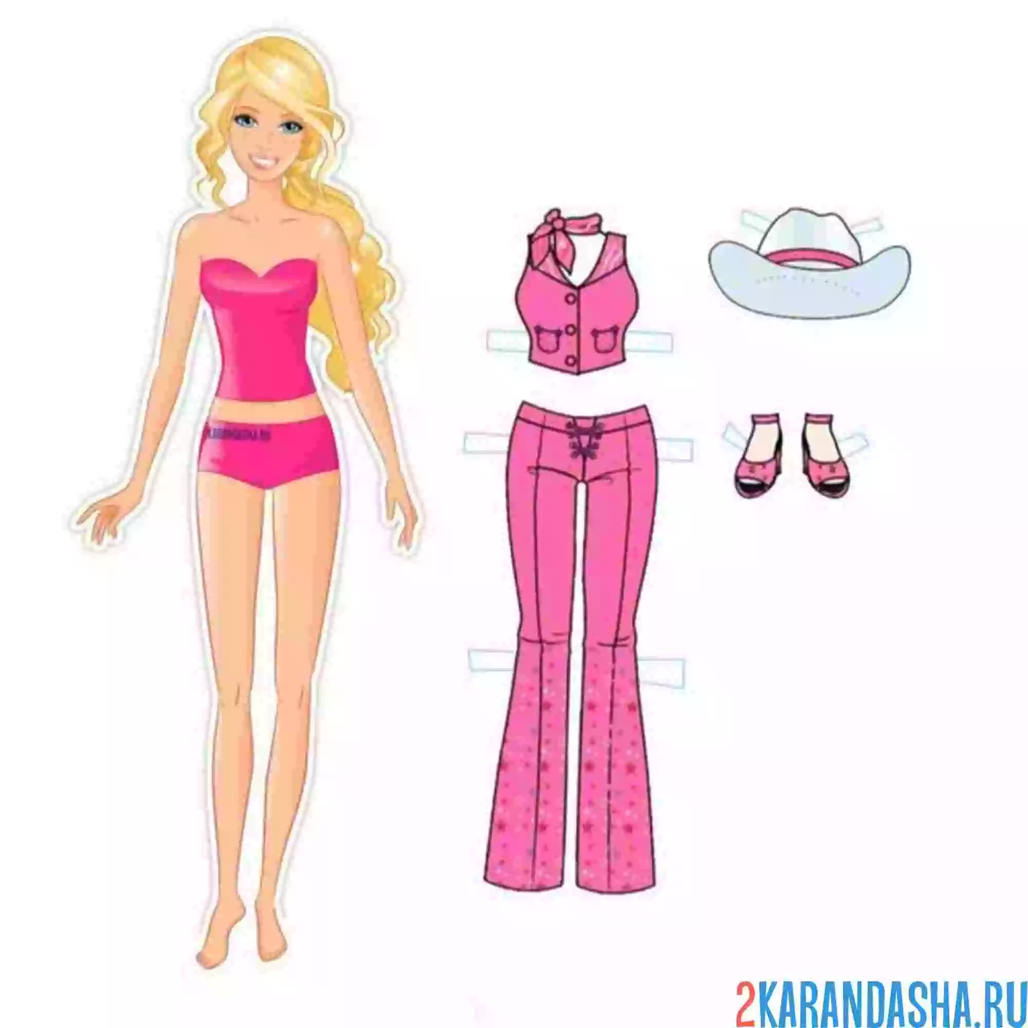 Раскраска цветная кукла барби с одеждой