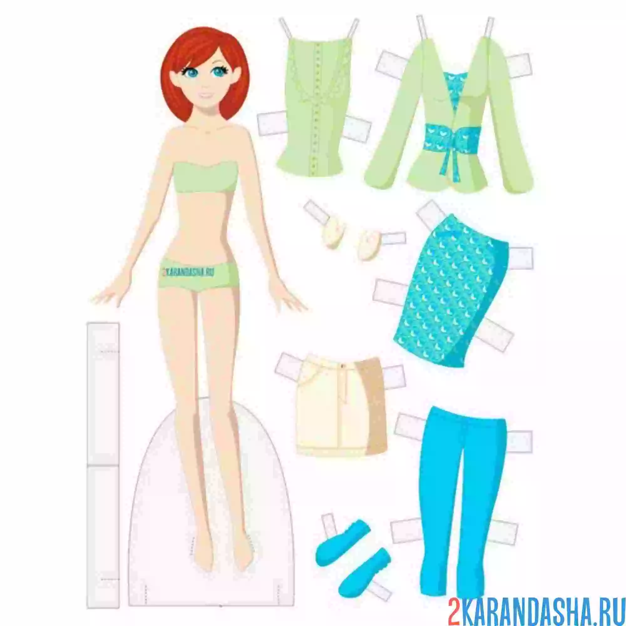 Раскраска цветная бумажная кукла деловой костюм