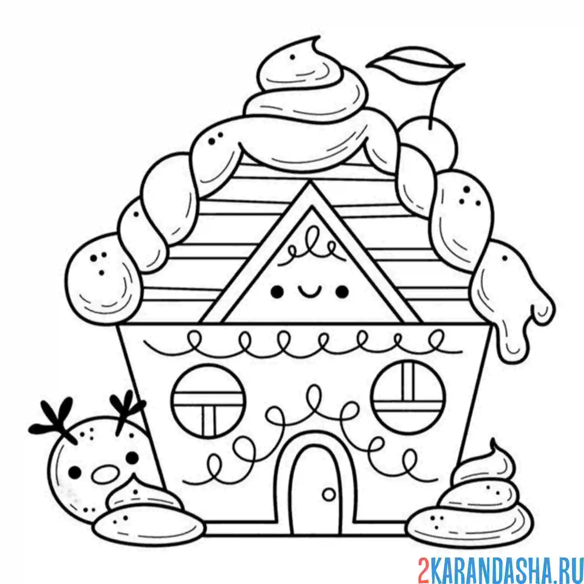 Раскраска легкая раскраска новогодний домик