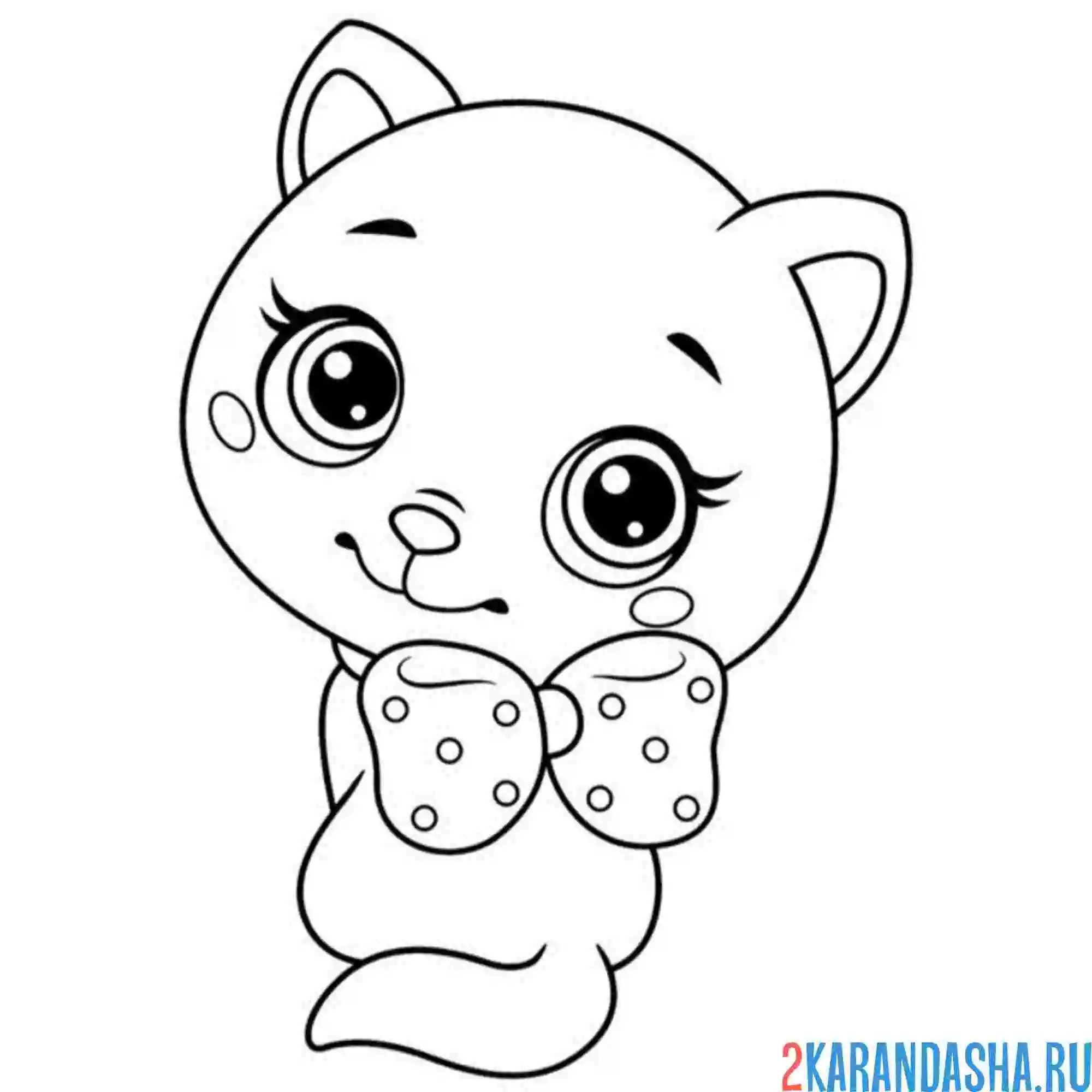 Раскраска красивая милая легкая раскраска котенок