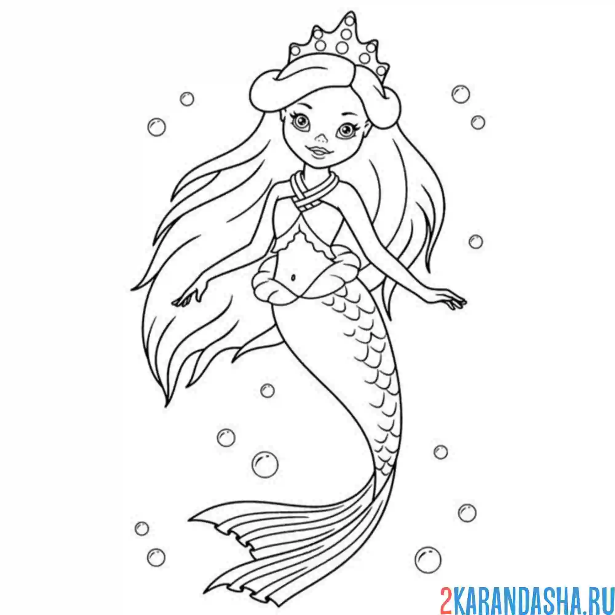 Раскраска принцесса-русалочка океан