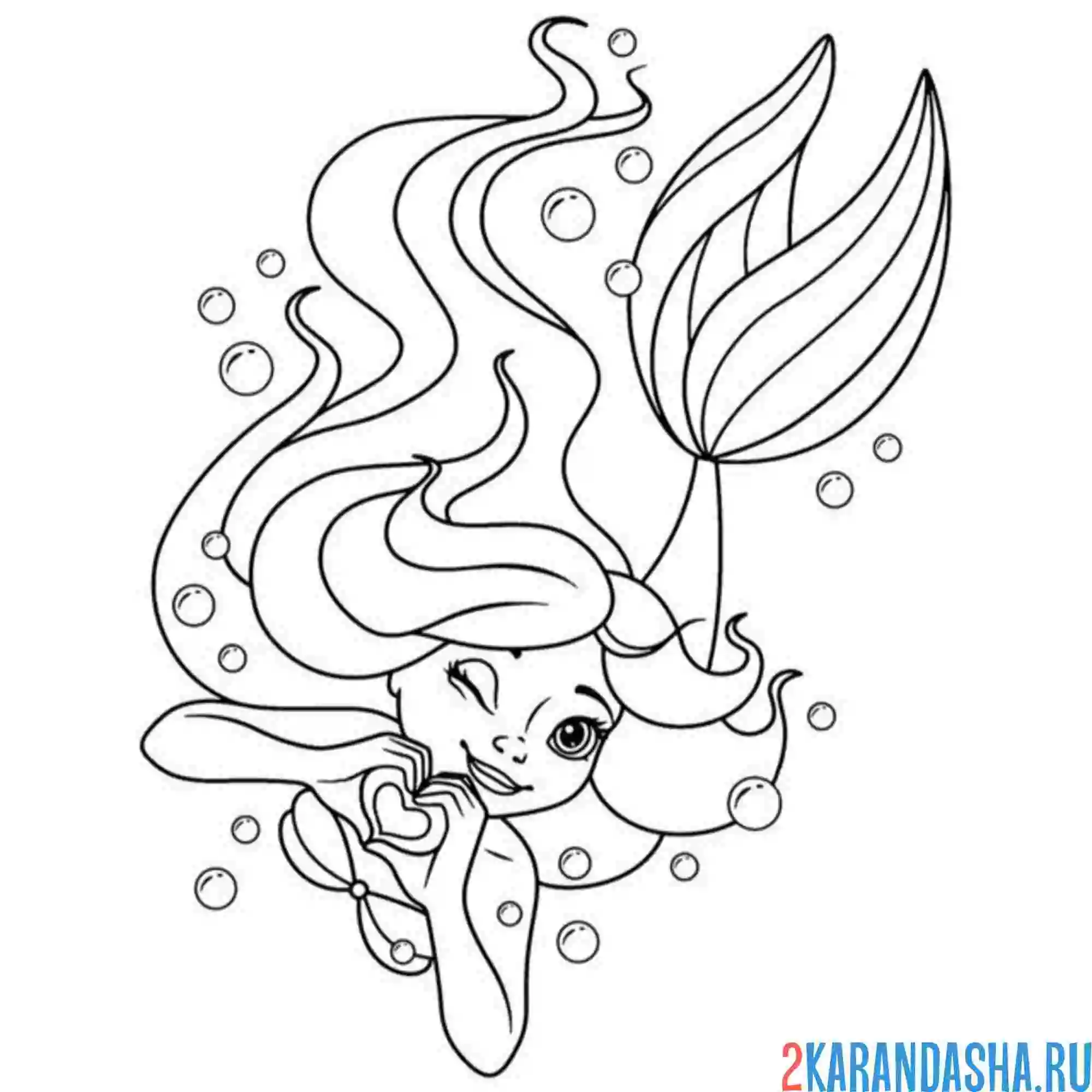 Раскраска русалочка love