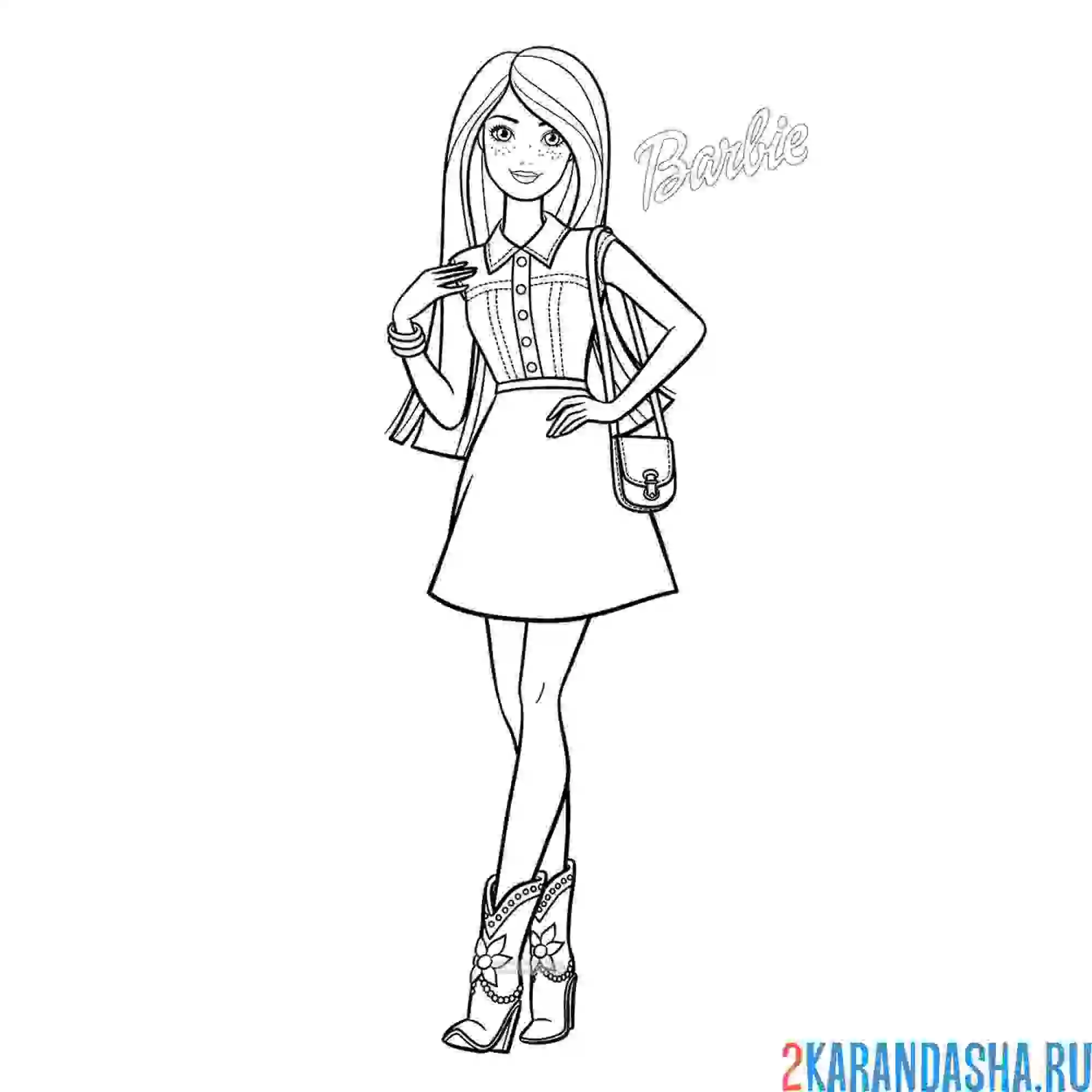 Раскраска барби в сапожках
