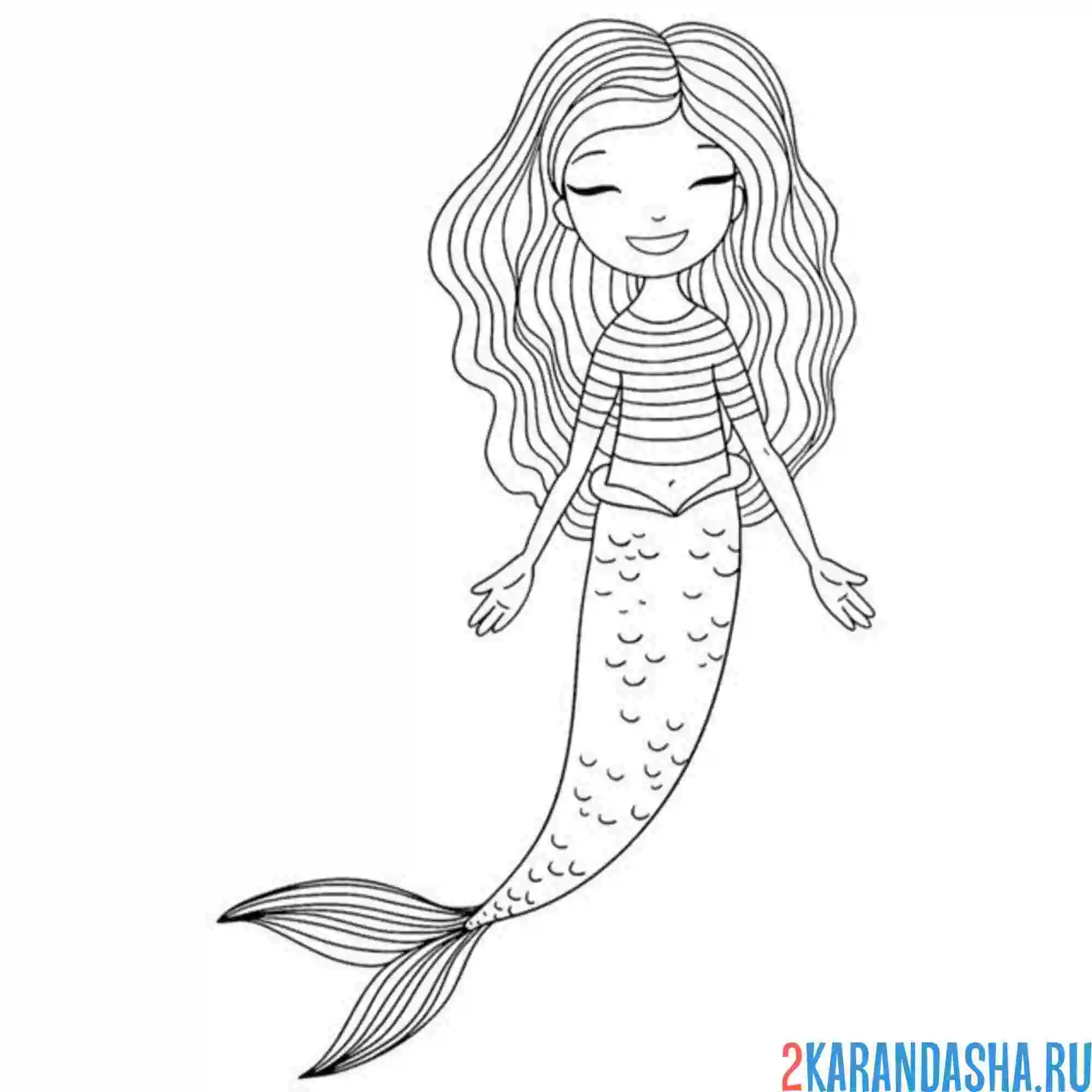 Раскраска русалка-девочка