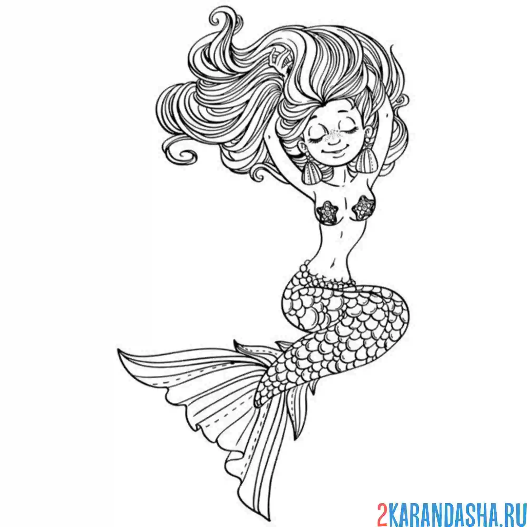 Раскраска русалка модель