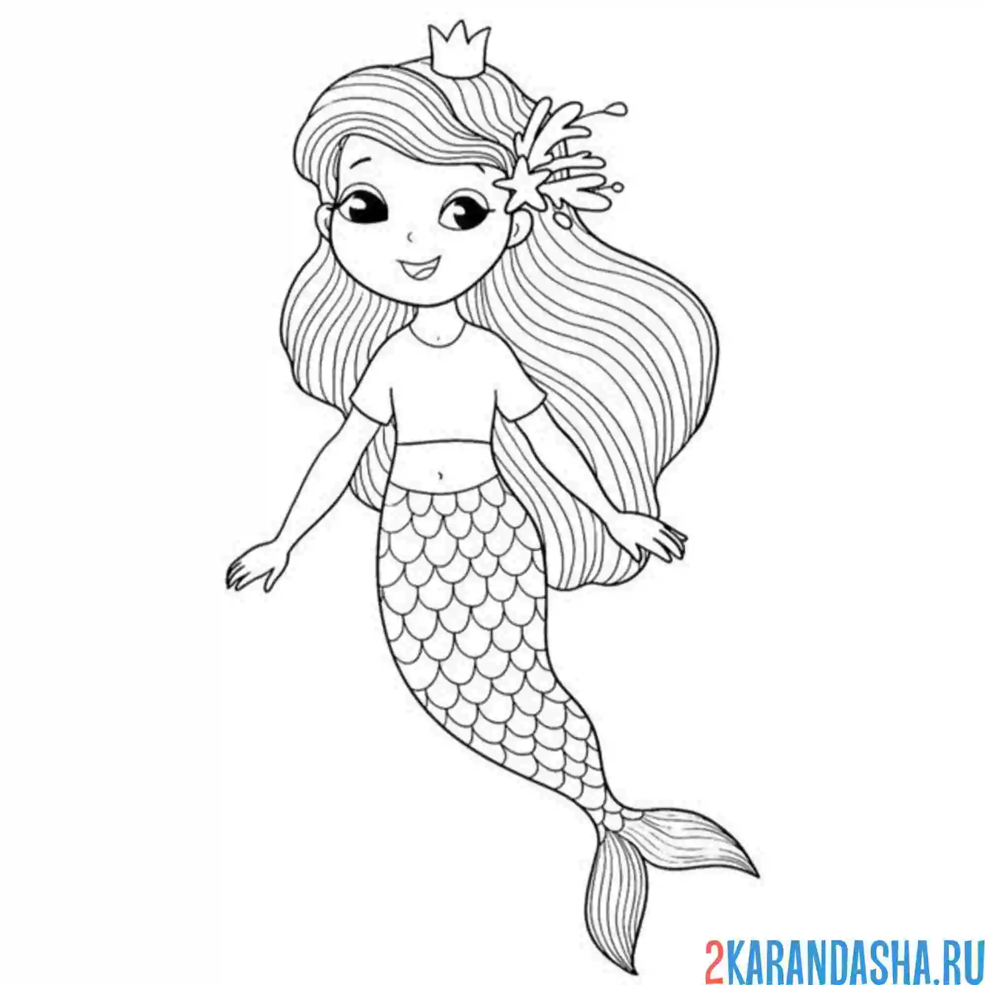 Раскраска русалка девчонка