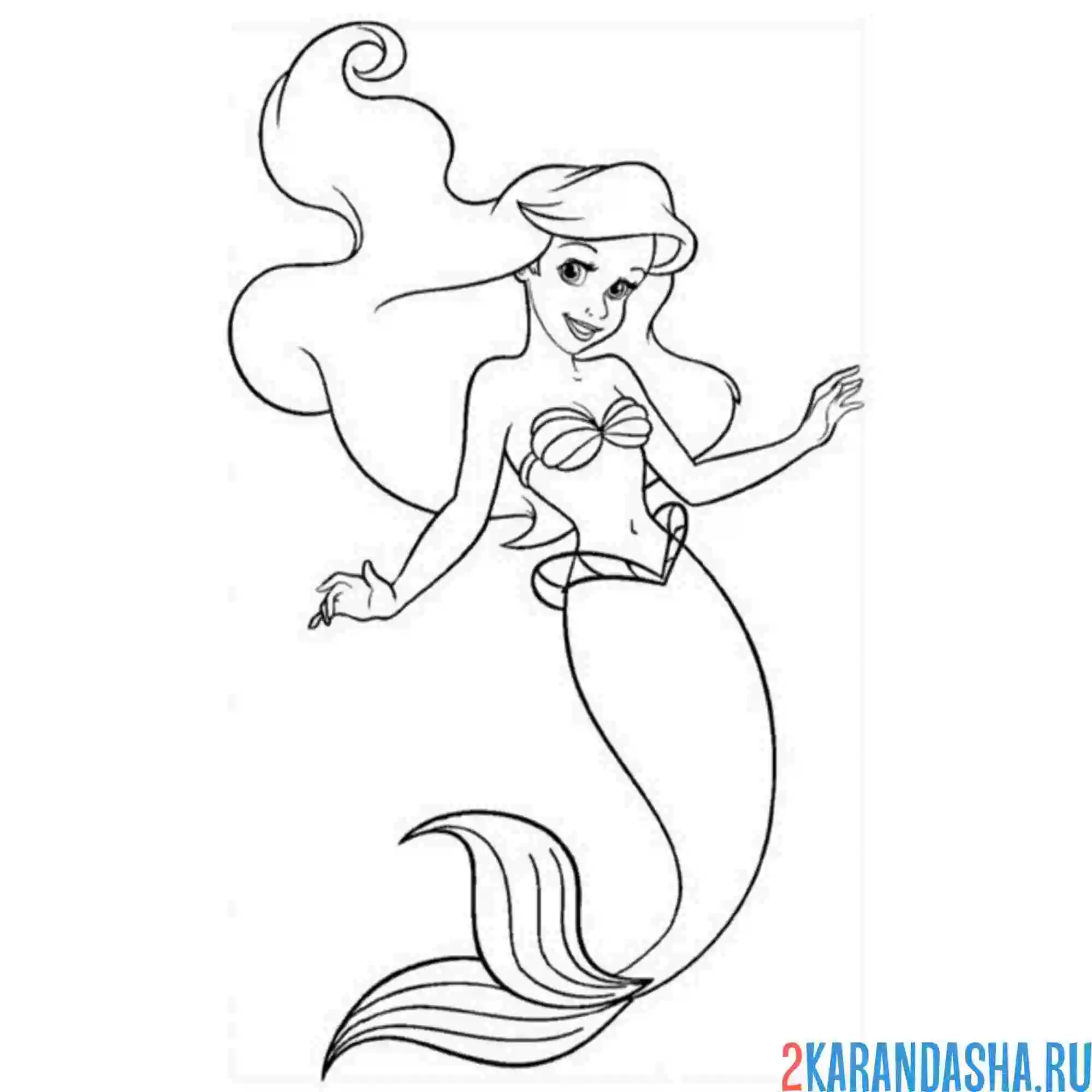Раскраска ариэль без чешуи