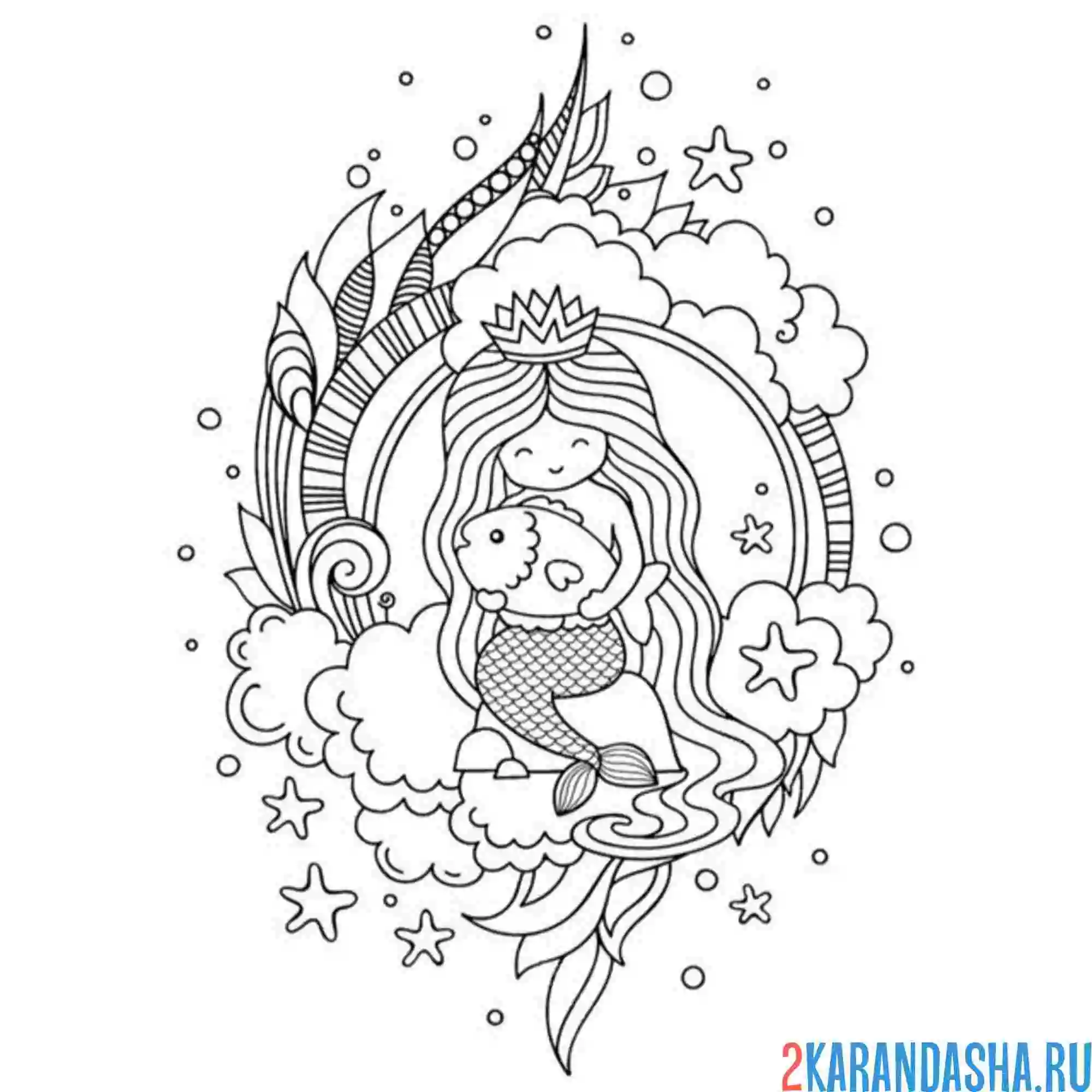 Раскраска тематика русалки