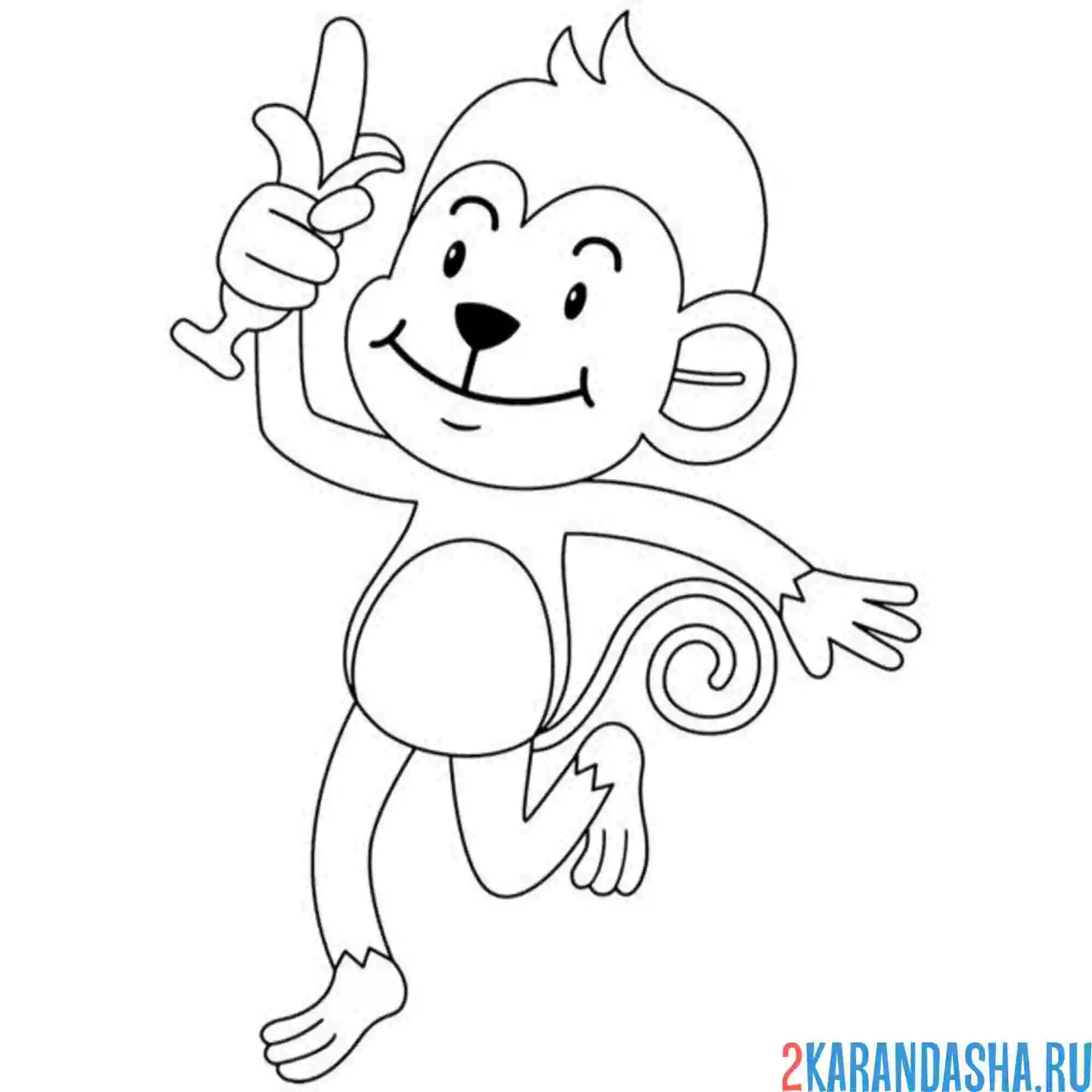 Раскраска обезьянка и банан