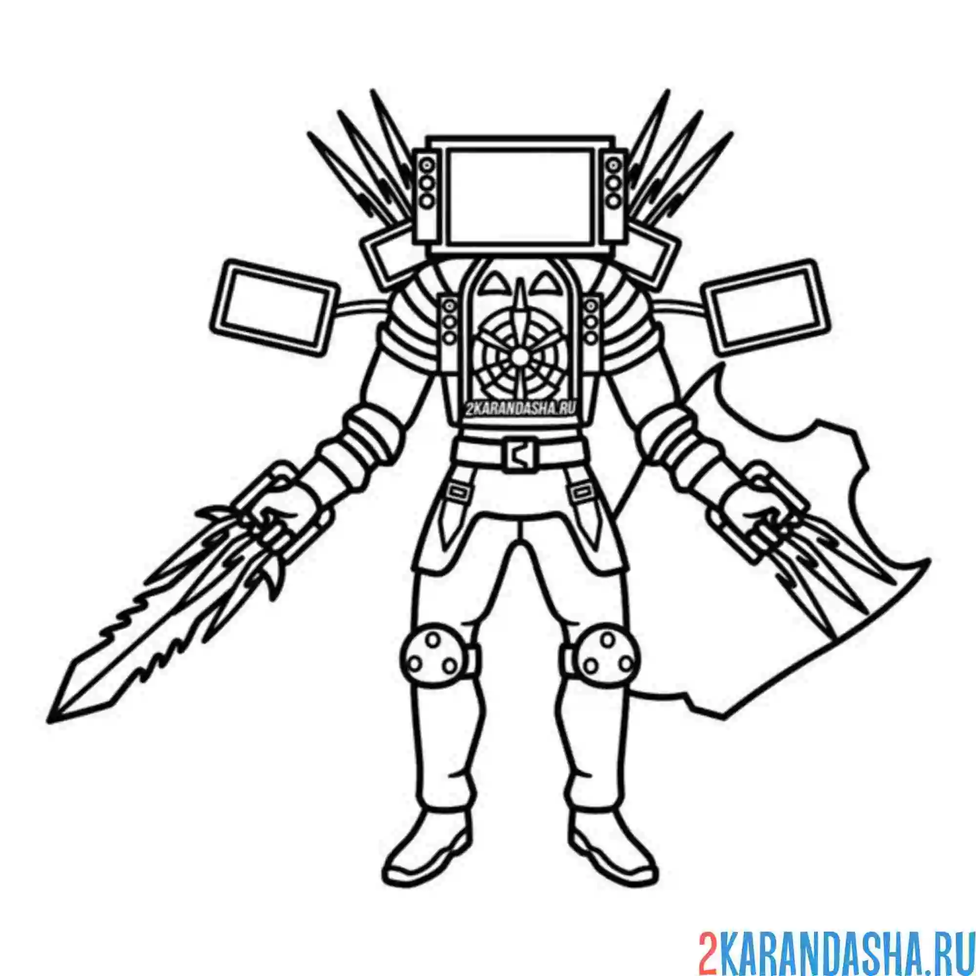 Раскраска синема титан апгрейд скибиди туалет