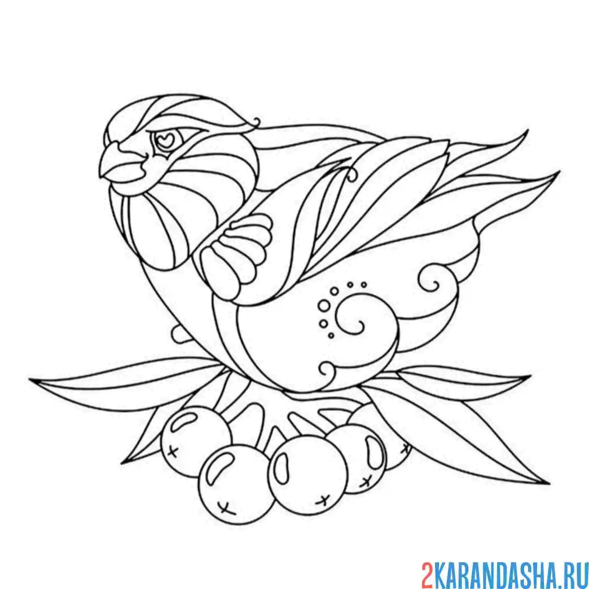 Раскраска арт снегирь