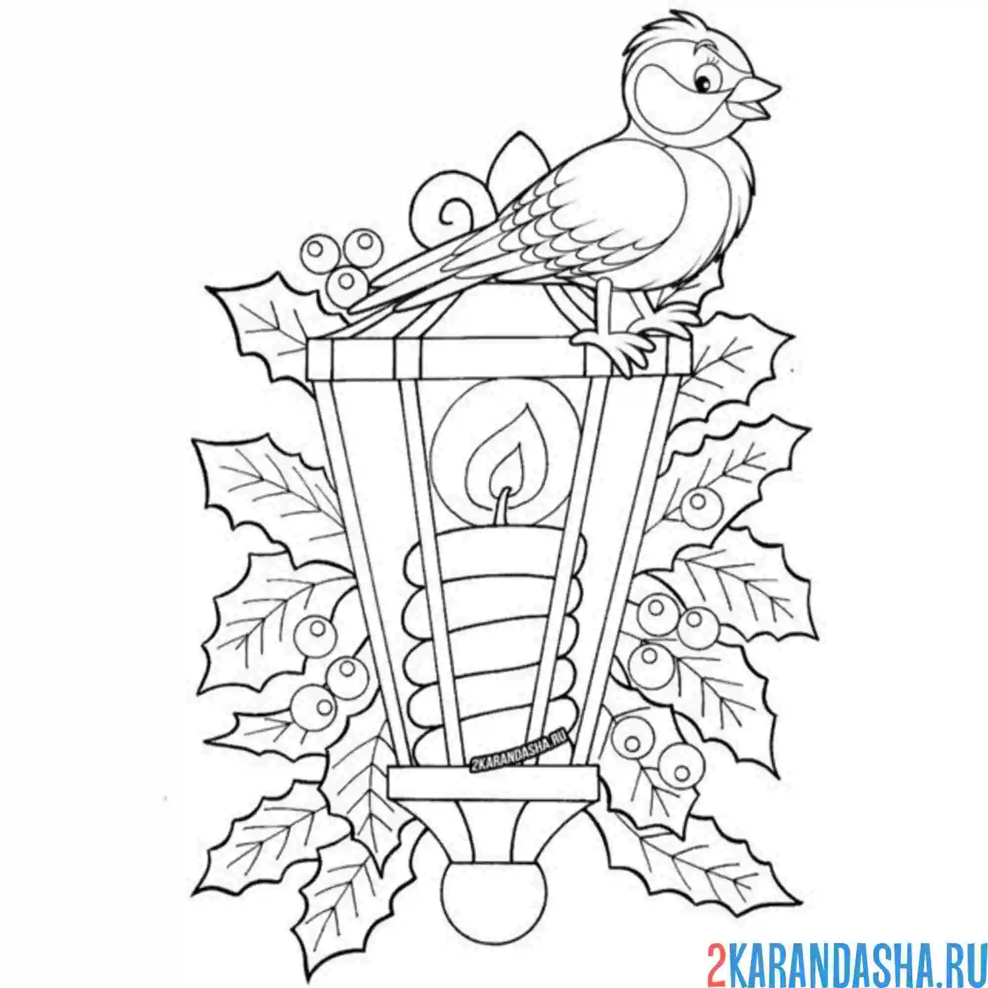 Раскраска снегирь новогодний