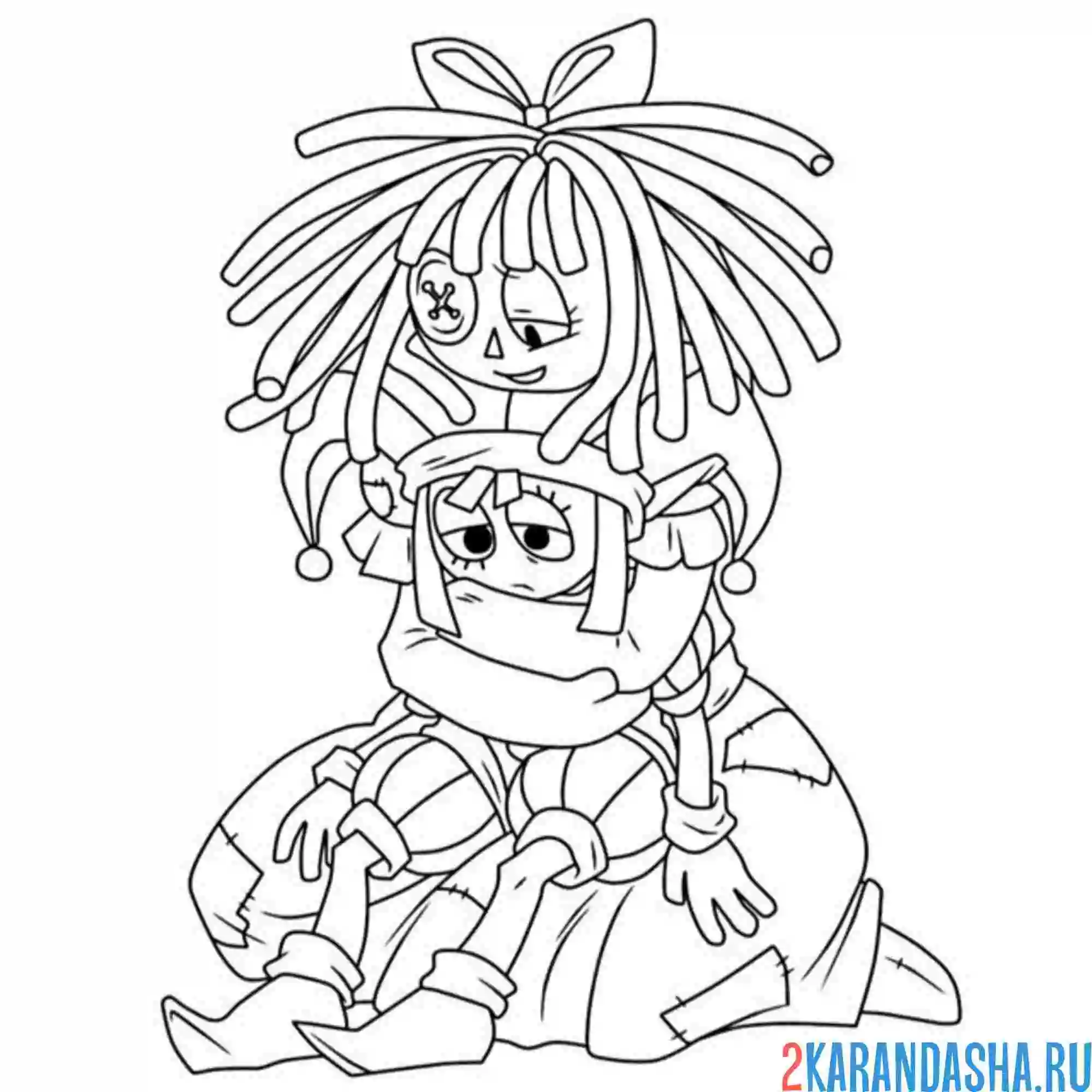 Раскраска удивительный цифровой цирк мультик