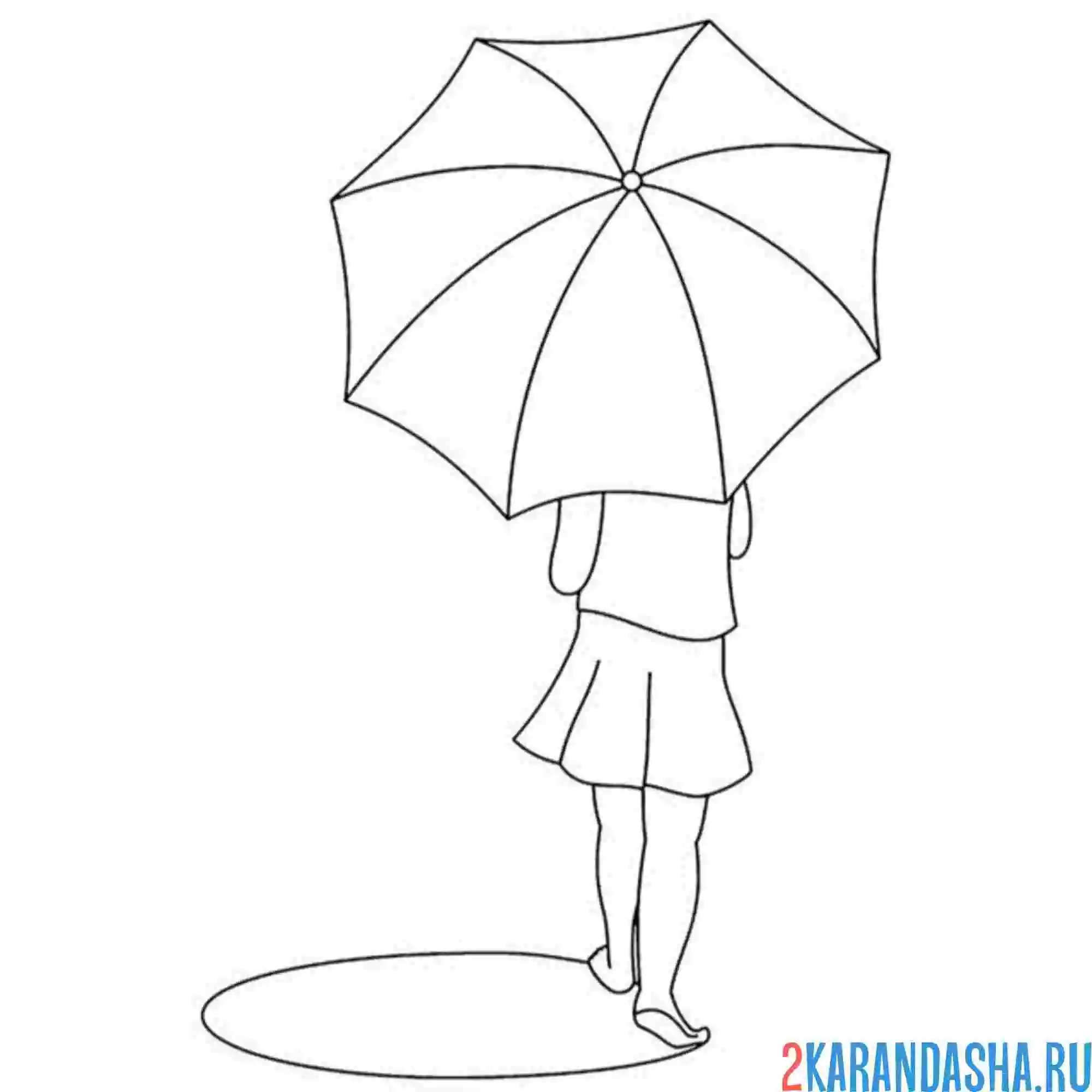 Раскраска девочка и зонт