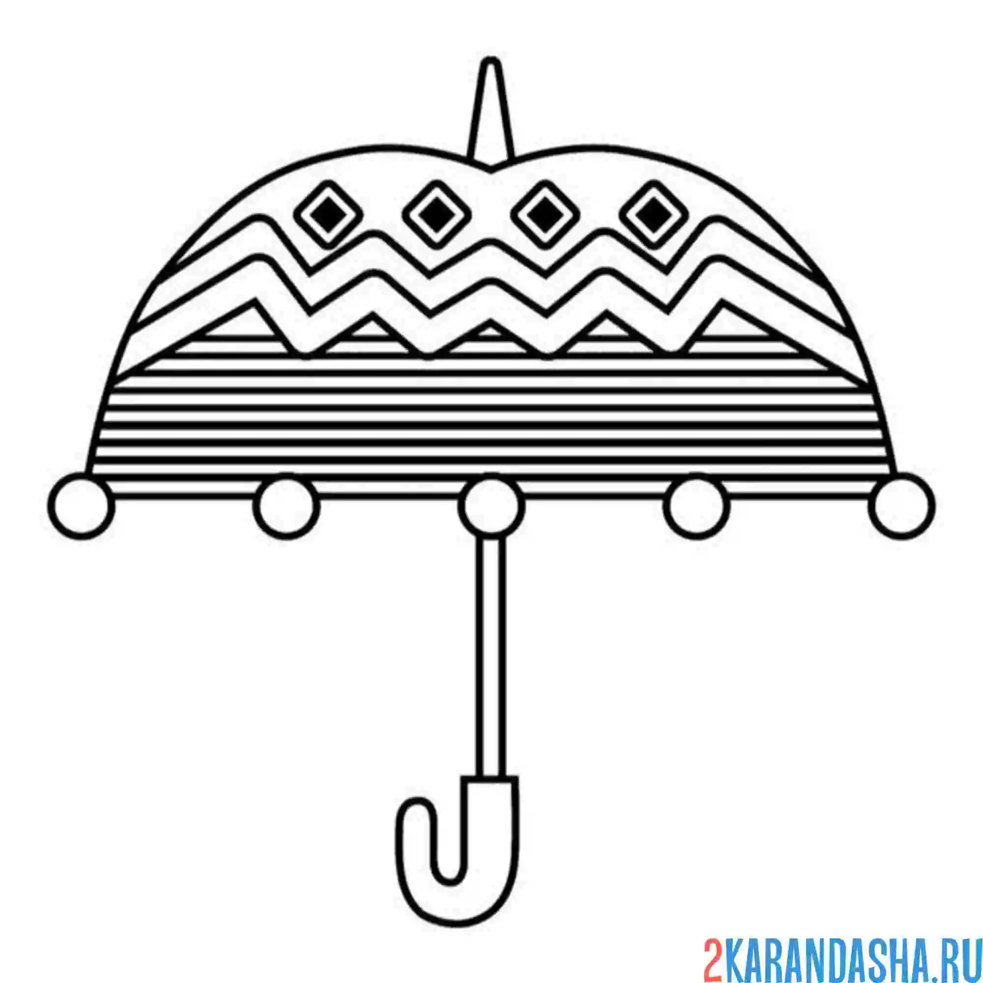 Раскраска зонт с узорами