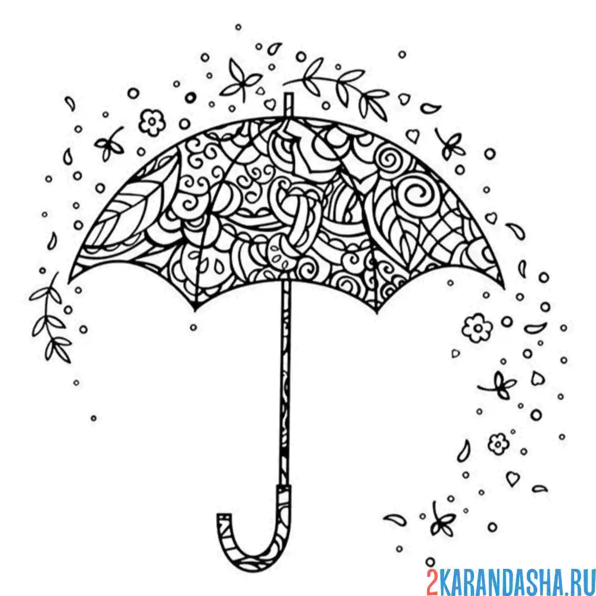 Раскраска зонтик узоры
