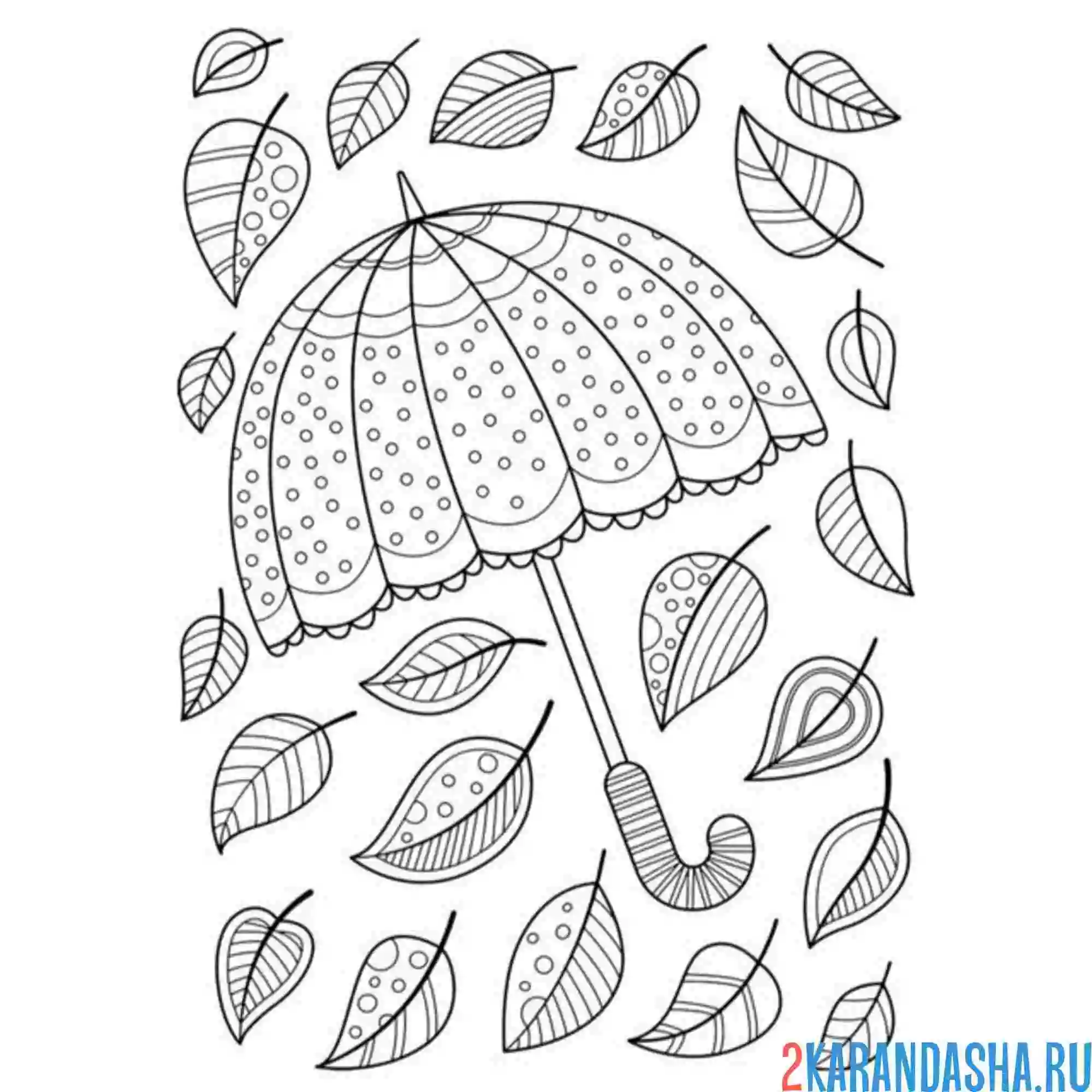 Раскраска узоры осени зонт
