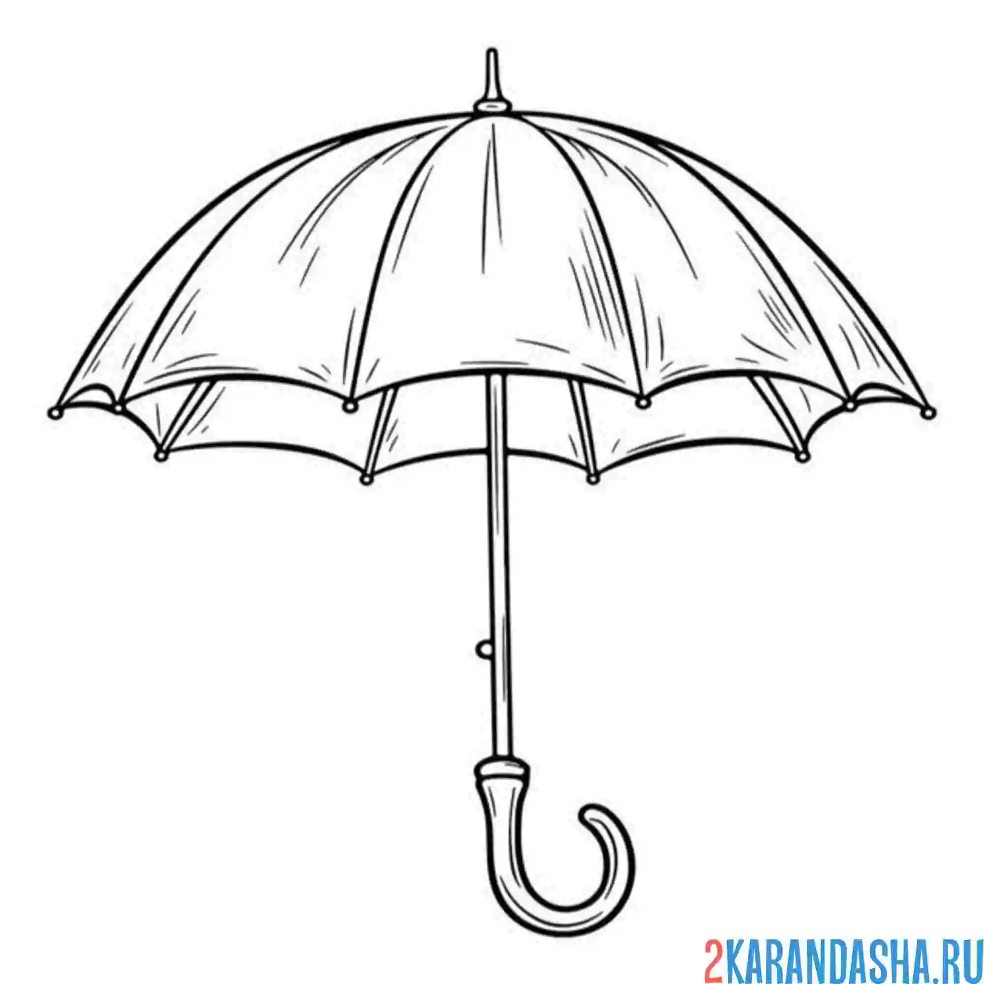 Раскраска зонт с ручкой