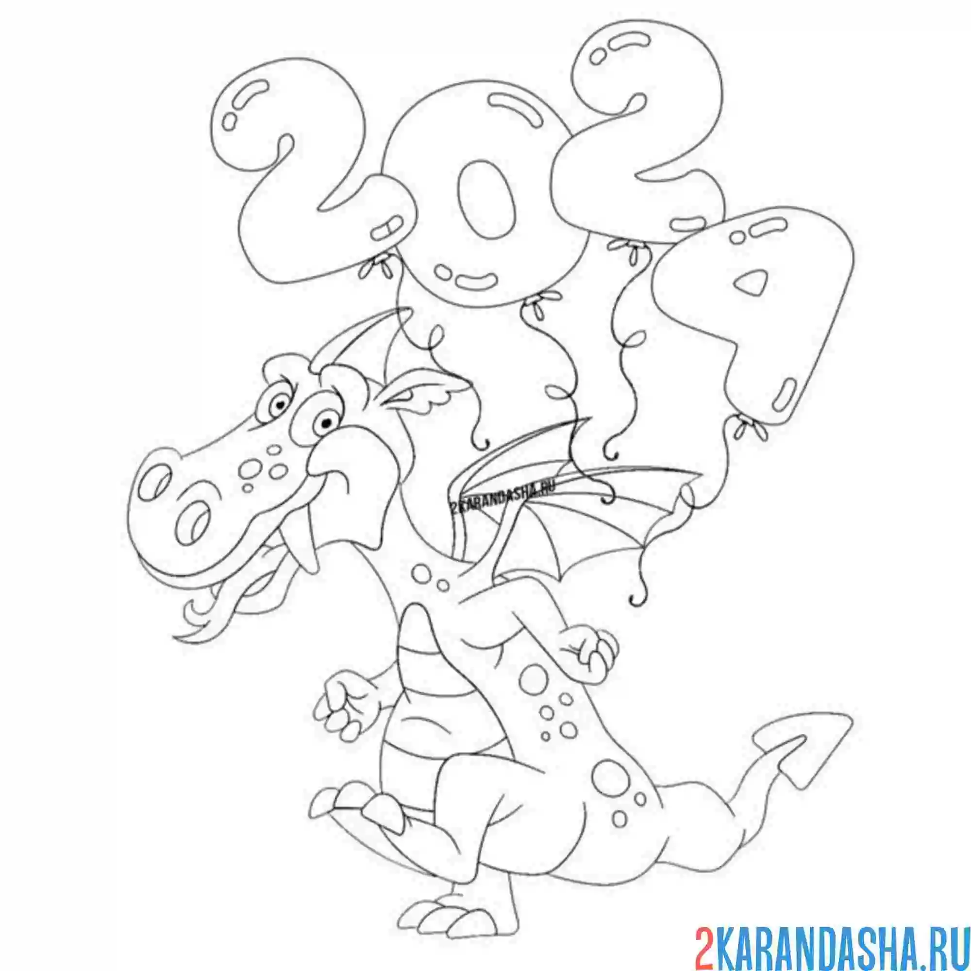 Раскраска дракон на новый 2024 год