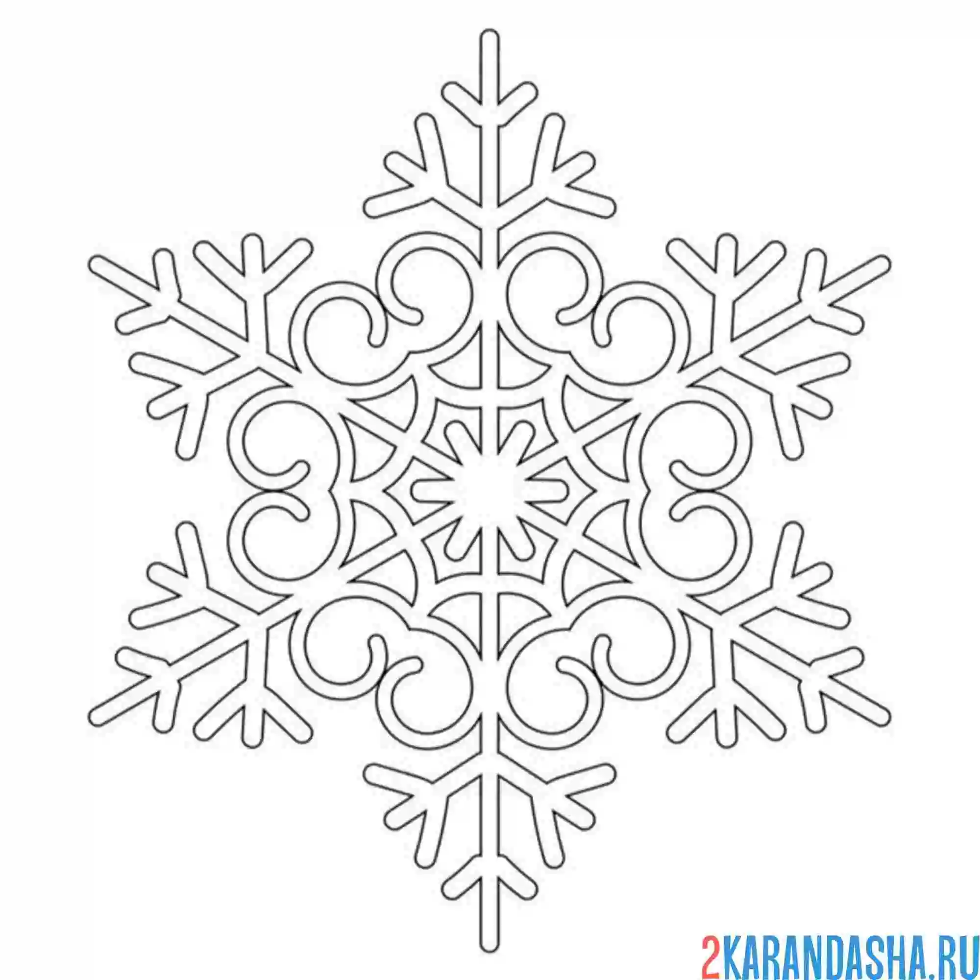 Раскраска красивая снежинка