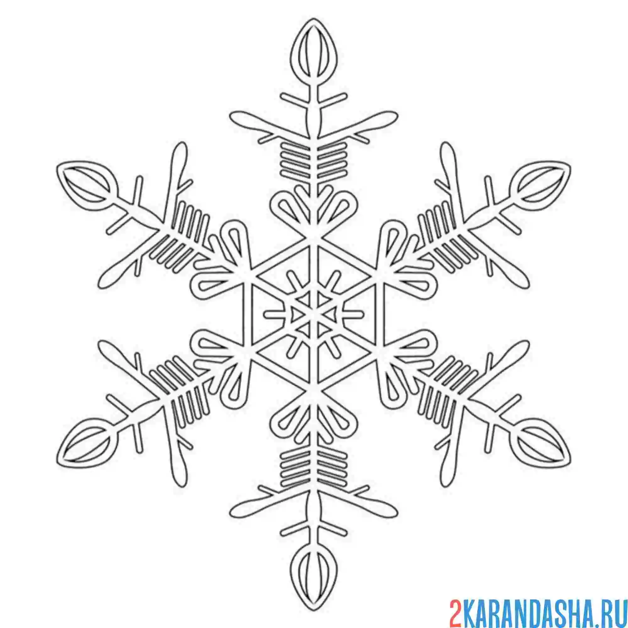 Раскраска снежинка худышка