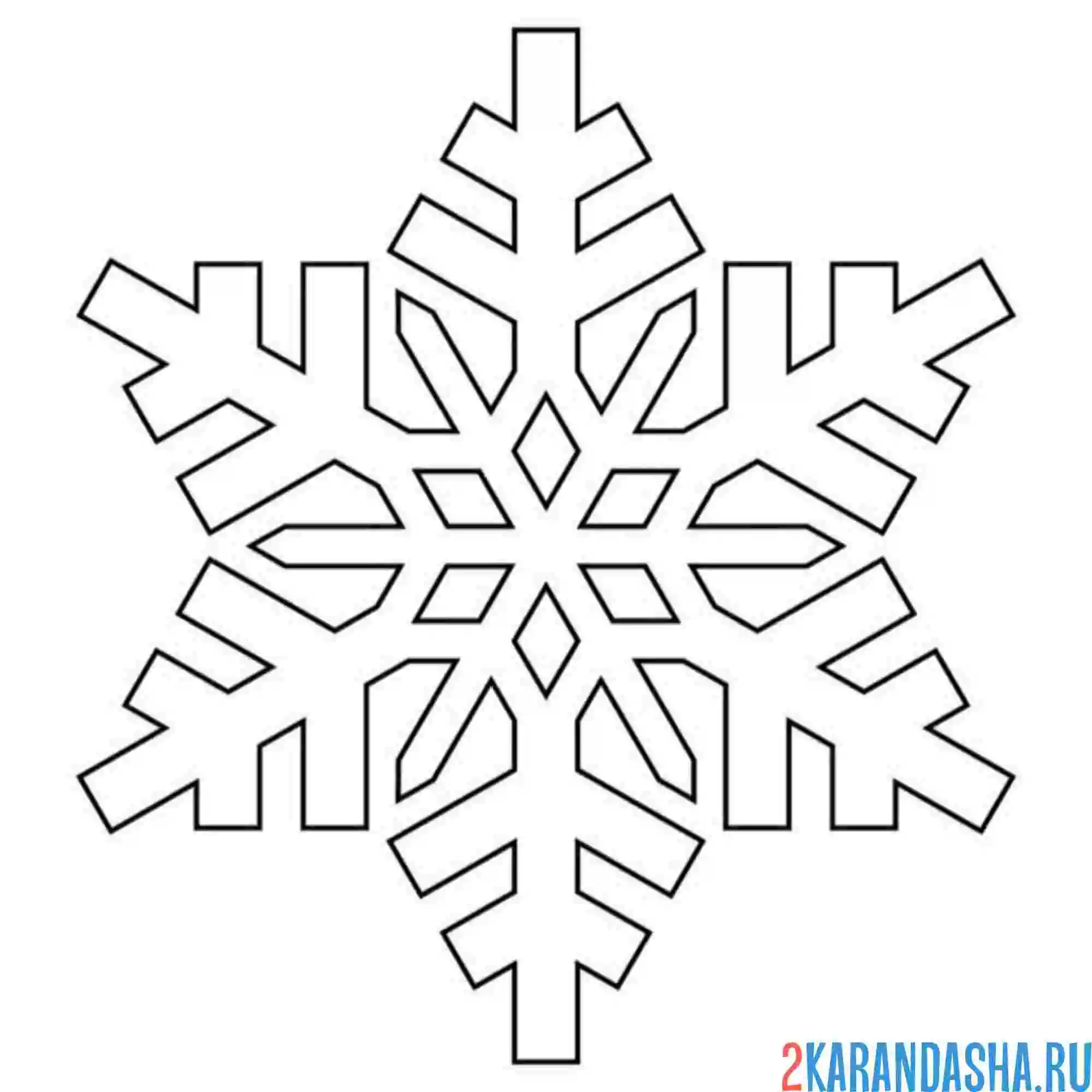 Раскраска красивая снежинка для вырезания