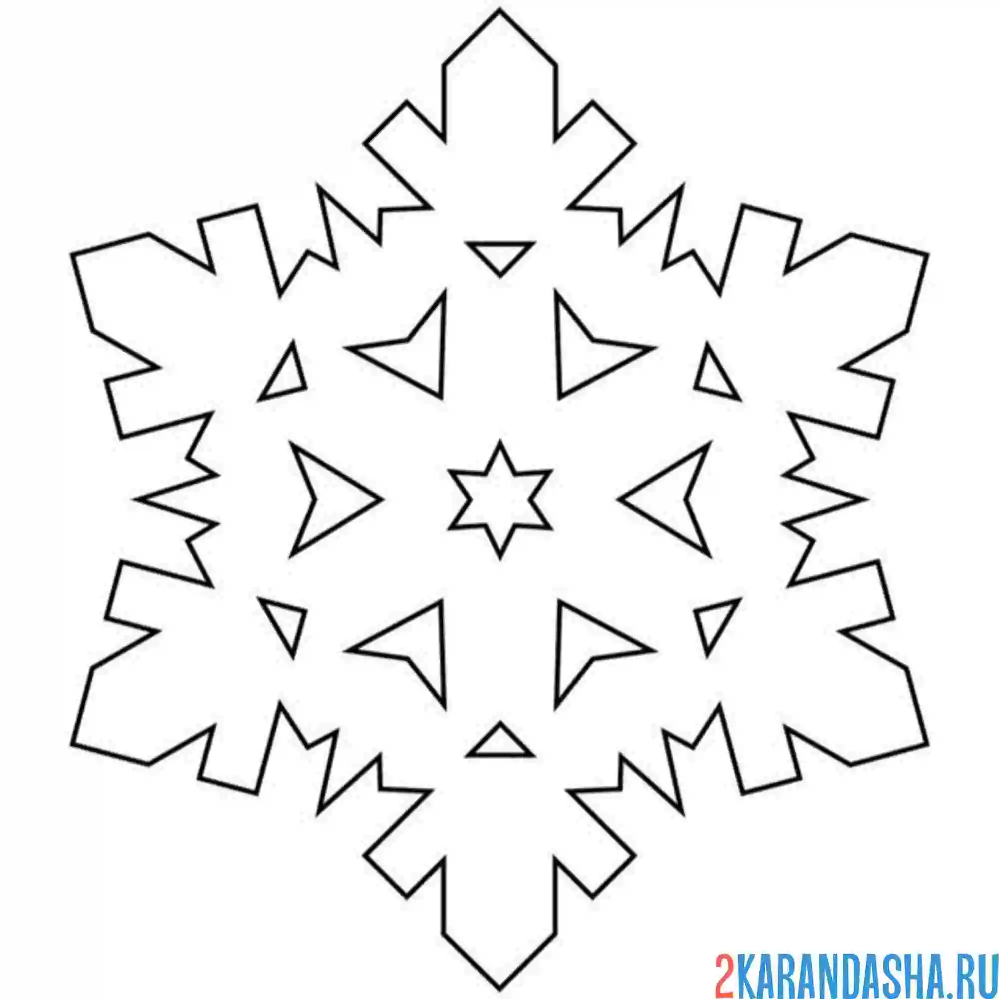 Раскраска снежинка для шаблона