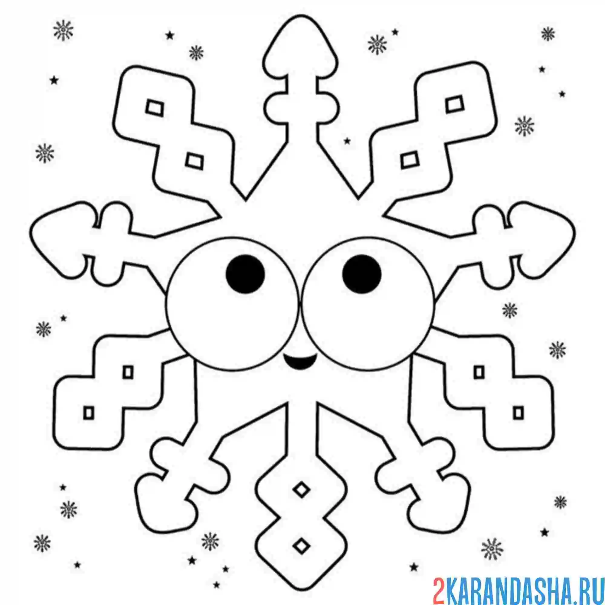 Раскраска снежинка каваи
