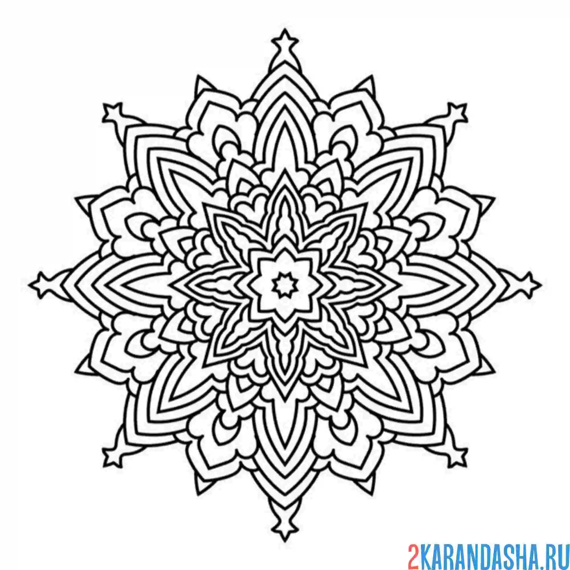 Раскраска снежинка как мандала