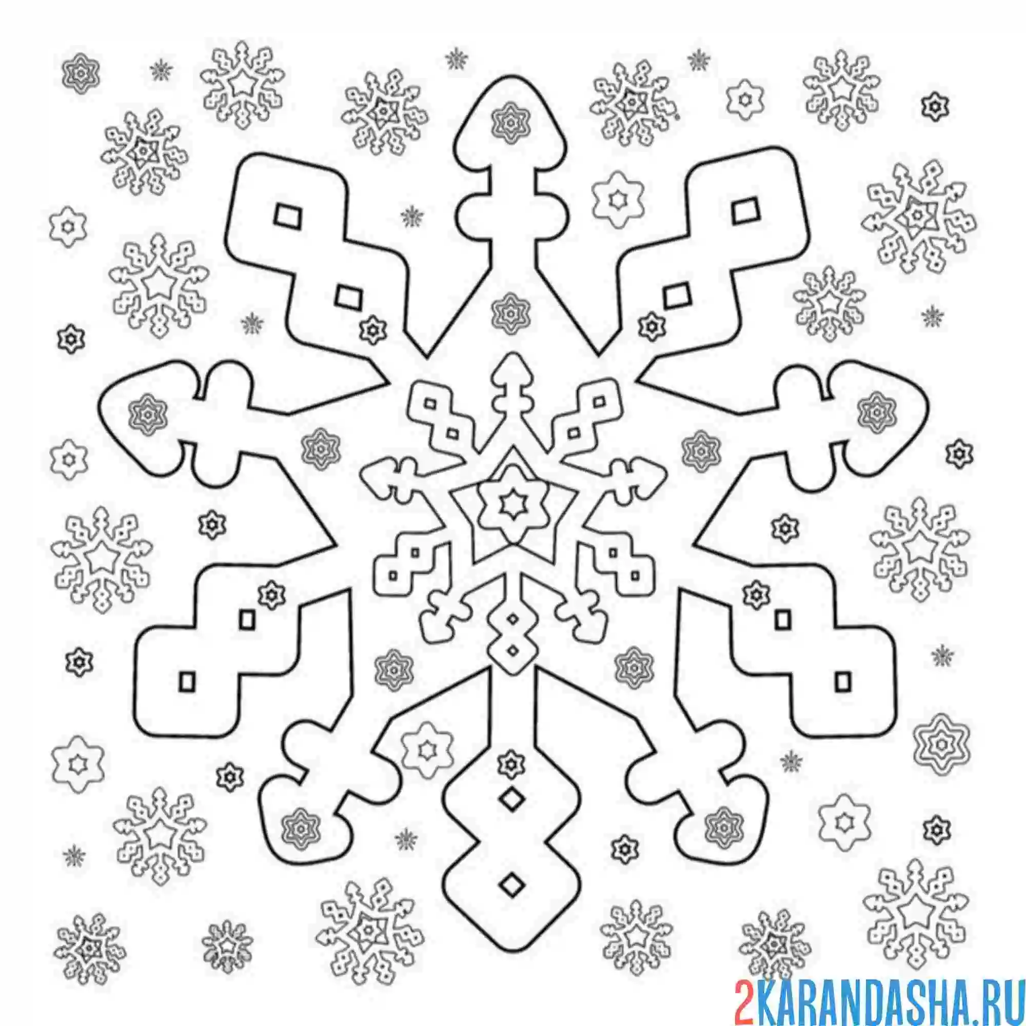 Раскраска зимняя снежинка