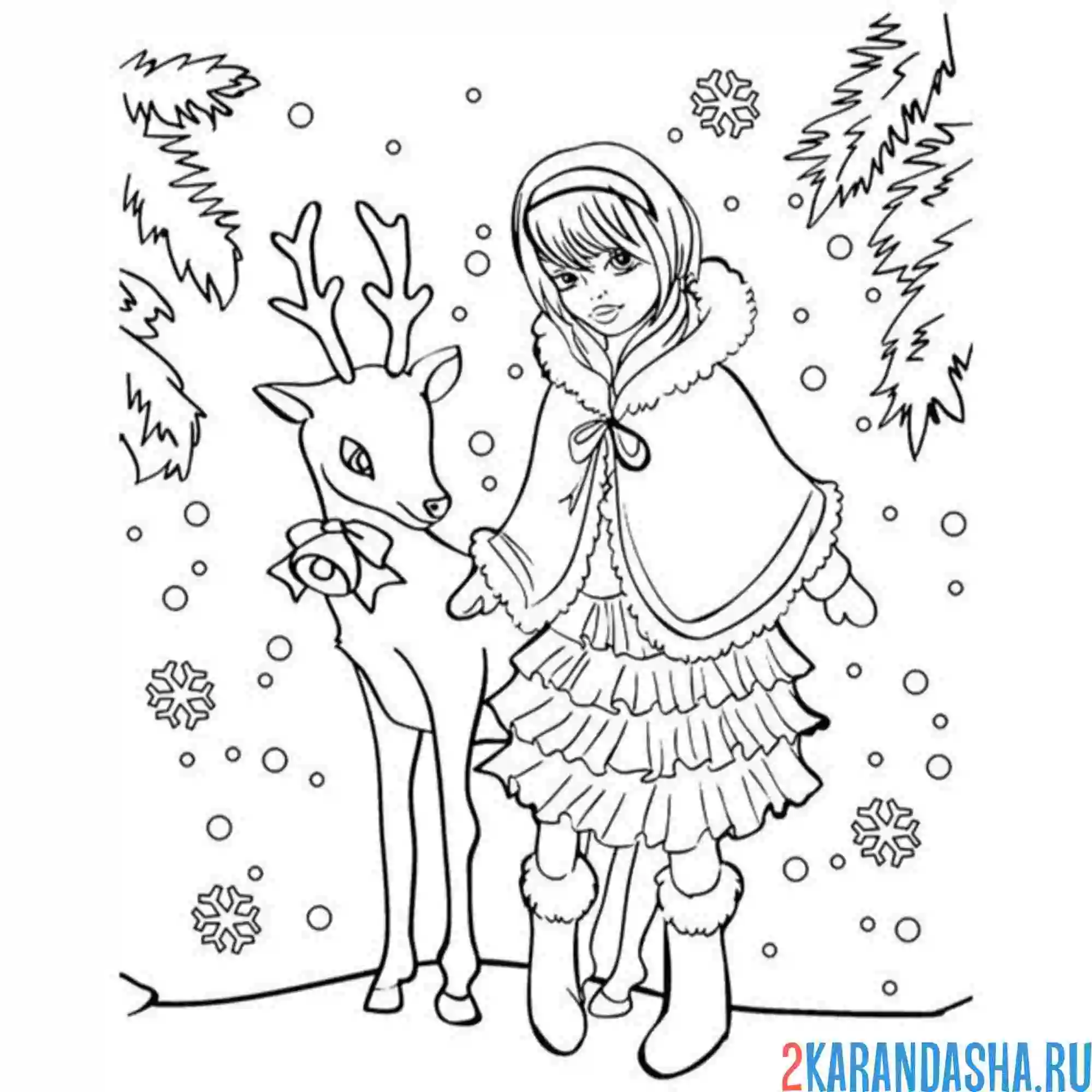 Раскраска снегурочка под снегом