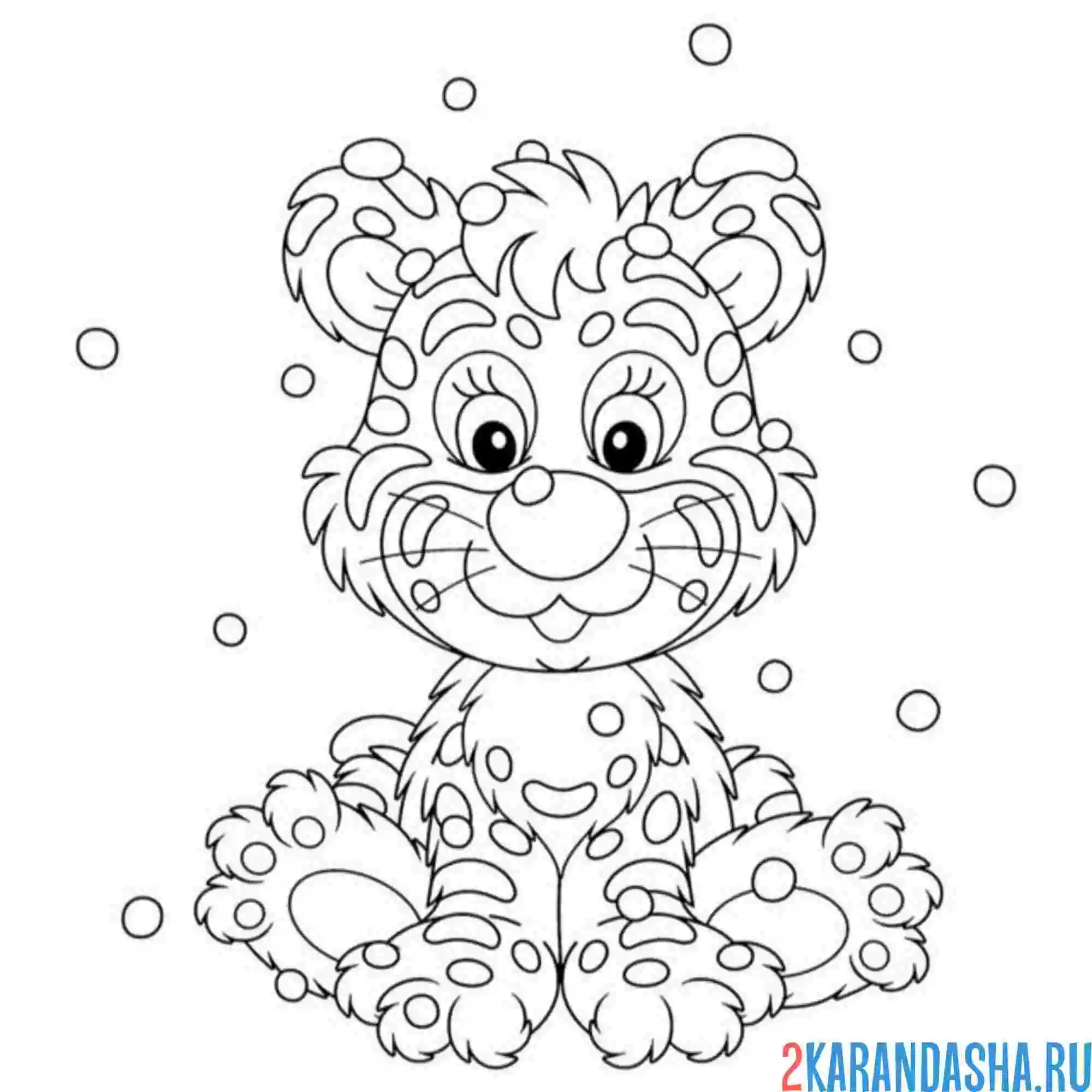 Раскраска тигр в снегу