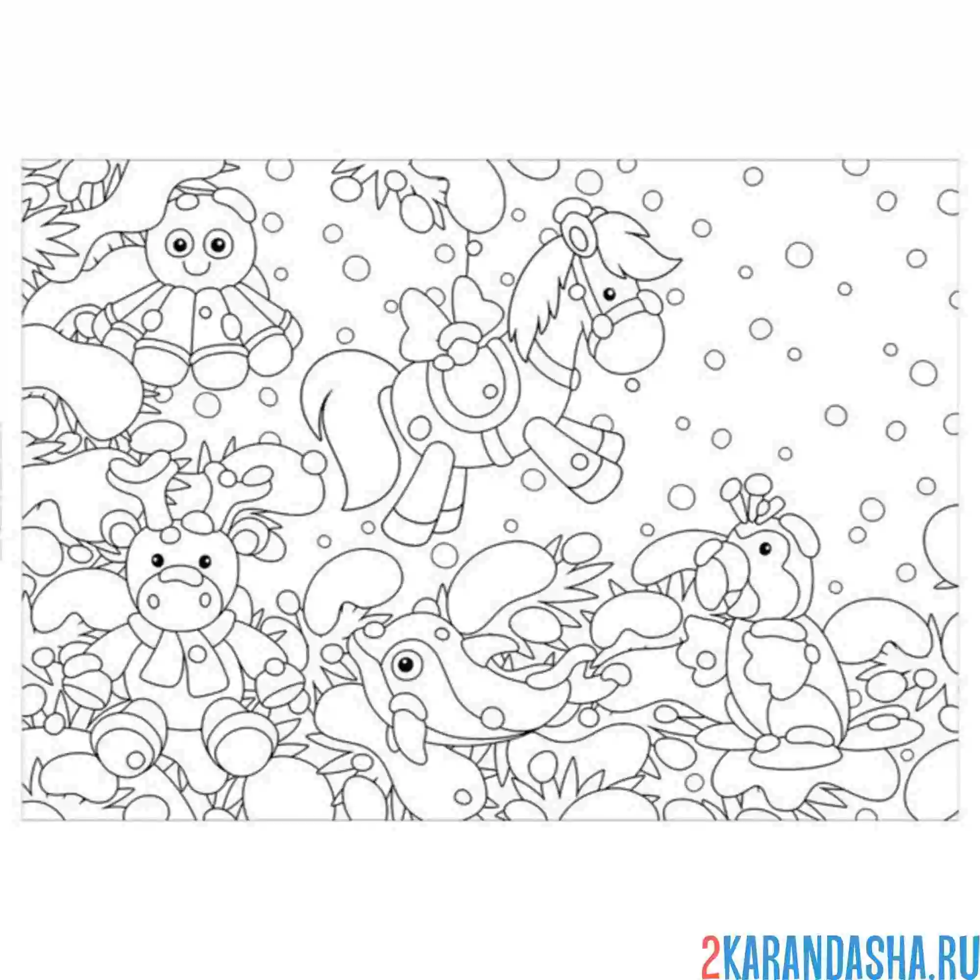 Раскраска игрушки зимой