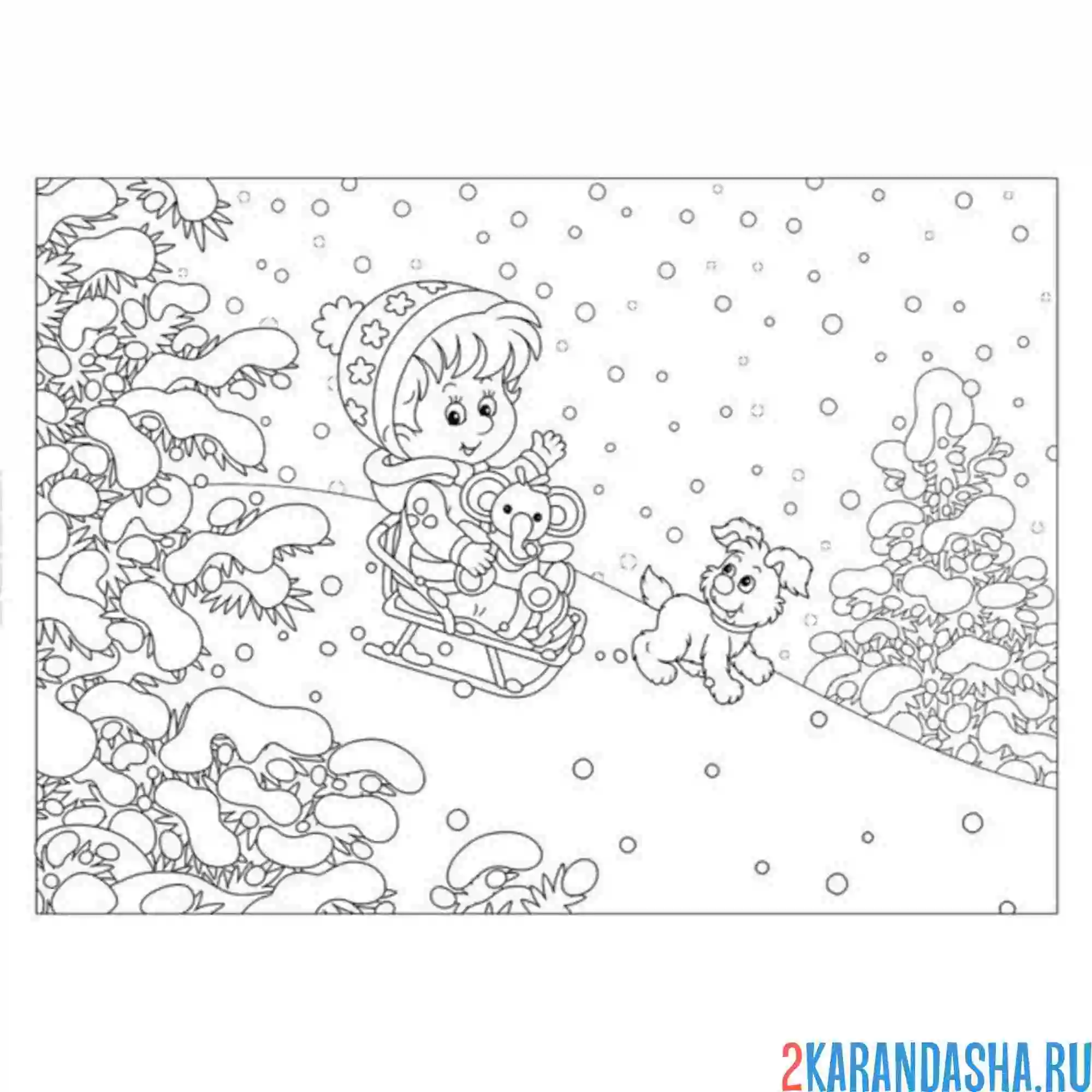 Раскраска снежная зима