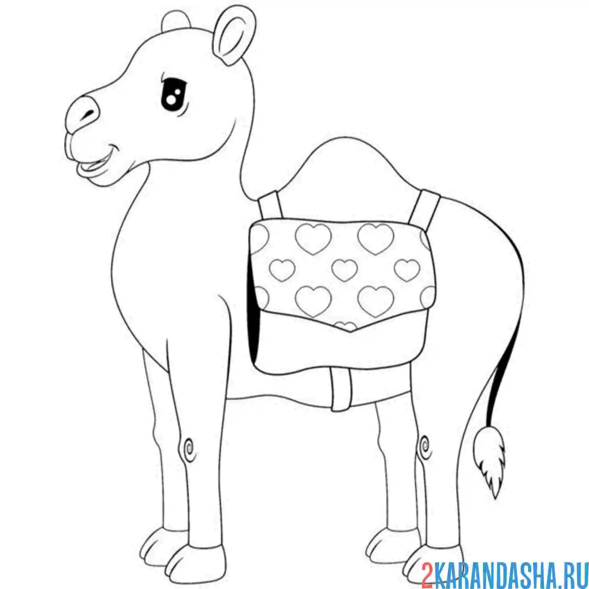 Раскраска верблюд с сумкой