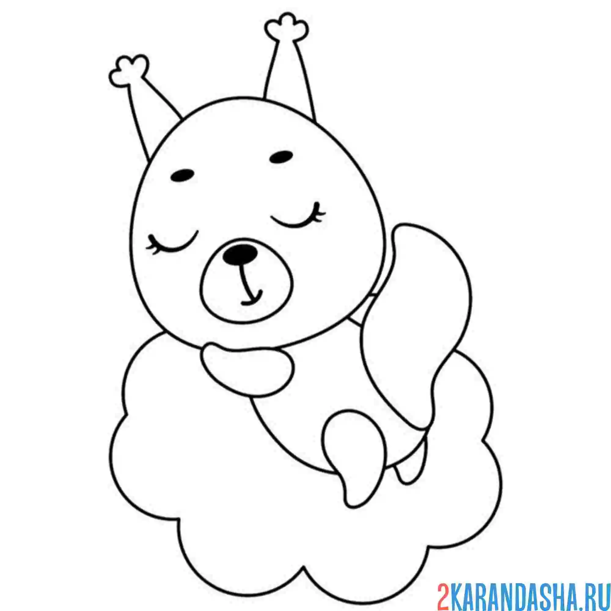 Раскраска белка спит на облачке