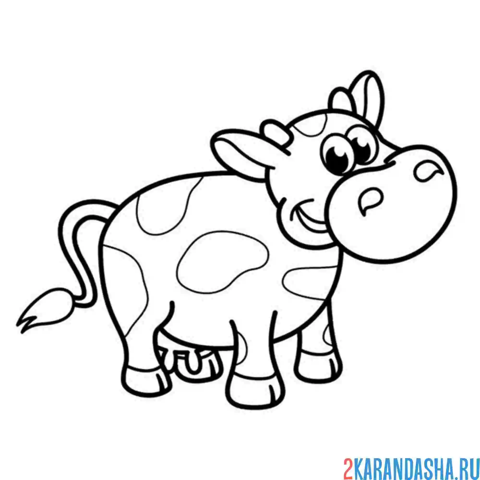 Раскраска коровка с маленькими рогами
