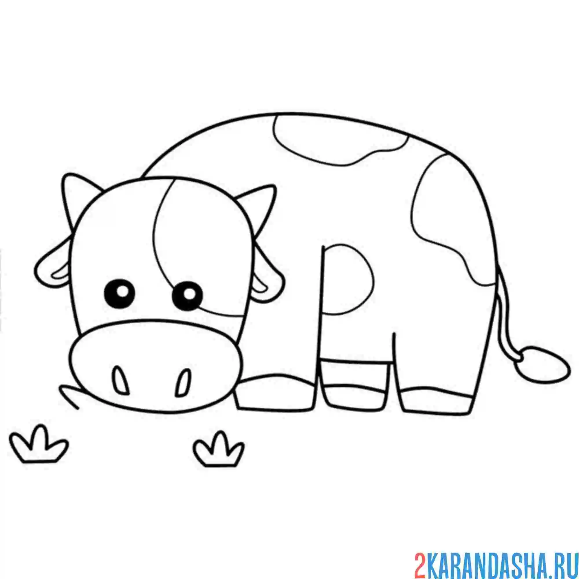 Раскраска корова ест