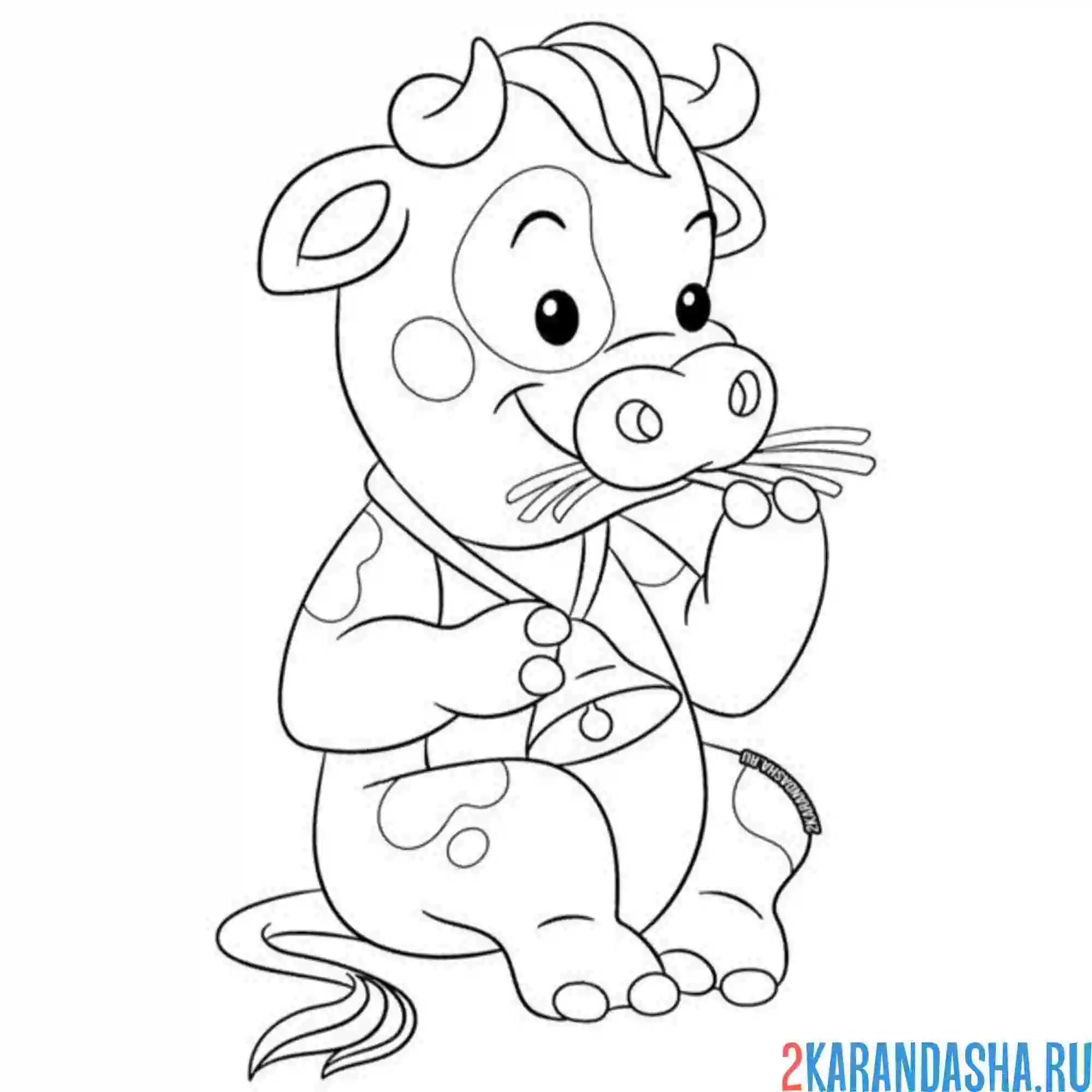 Раскраска малыш бычок ест