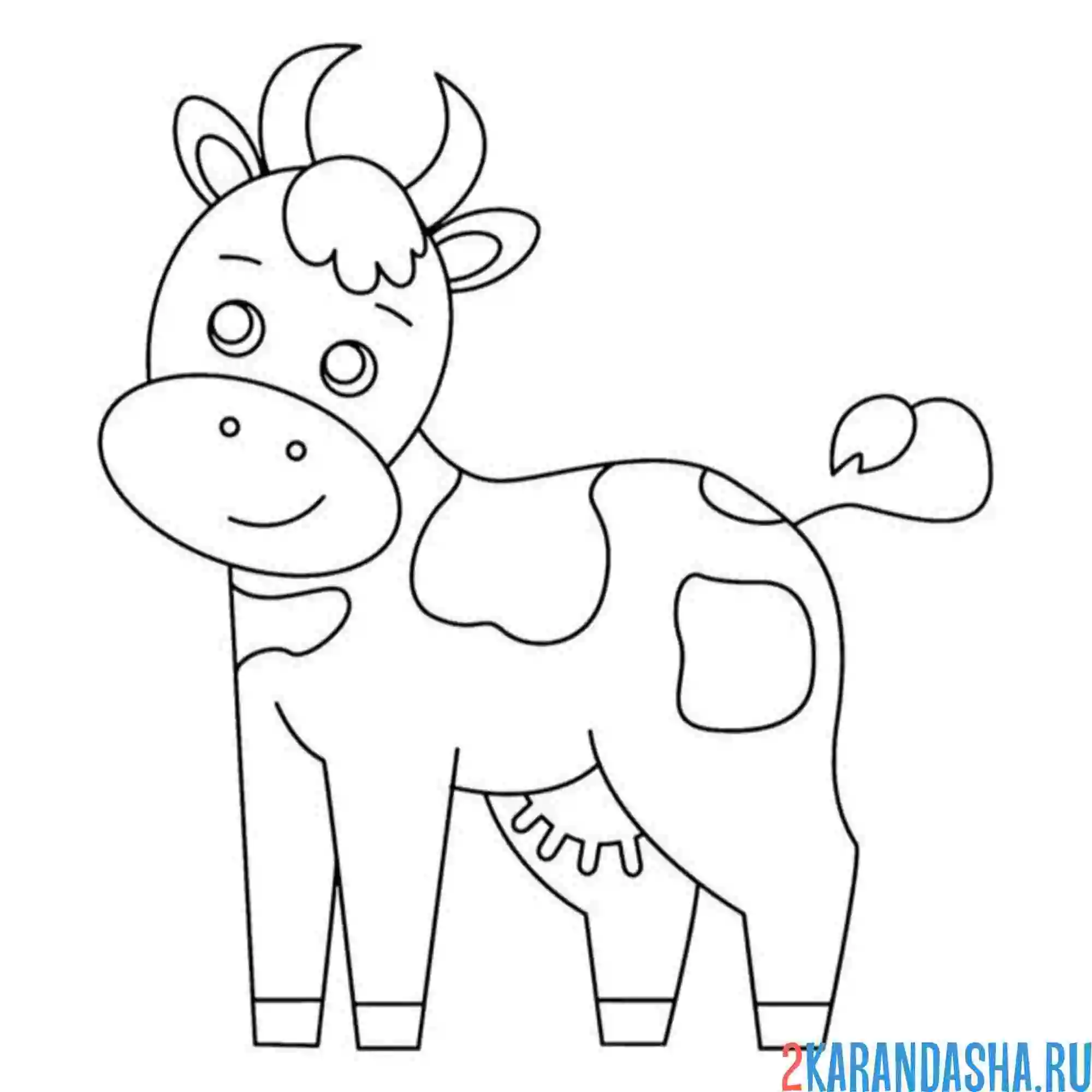 Раскраска маленькая добрая корова