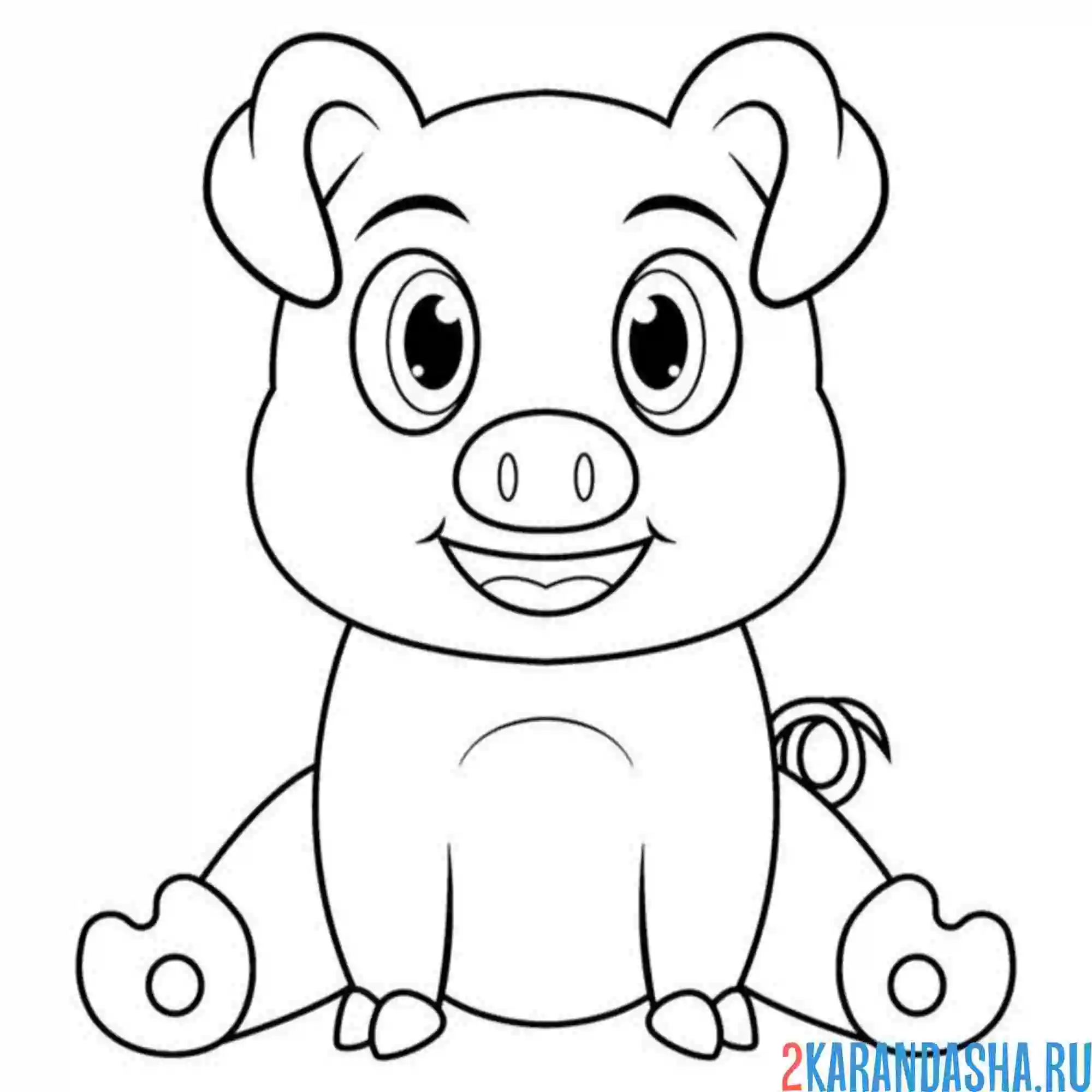 Раскраска поросенок сидит