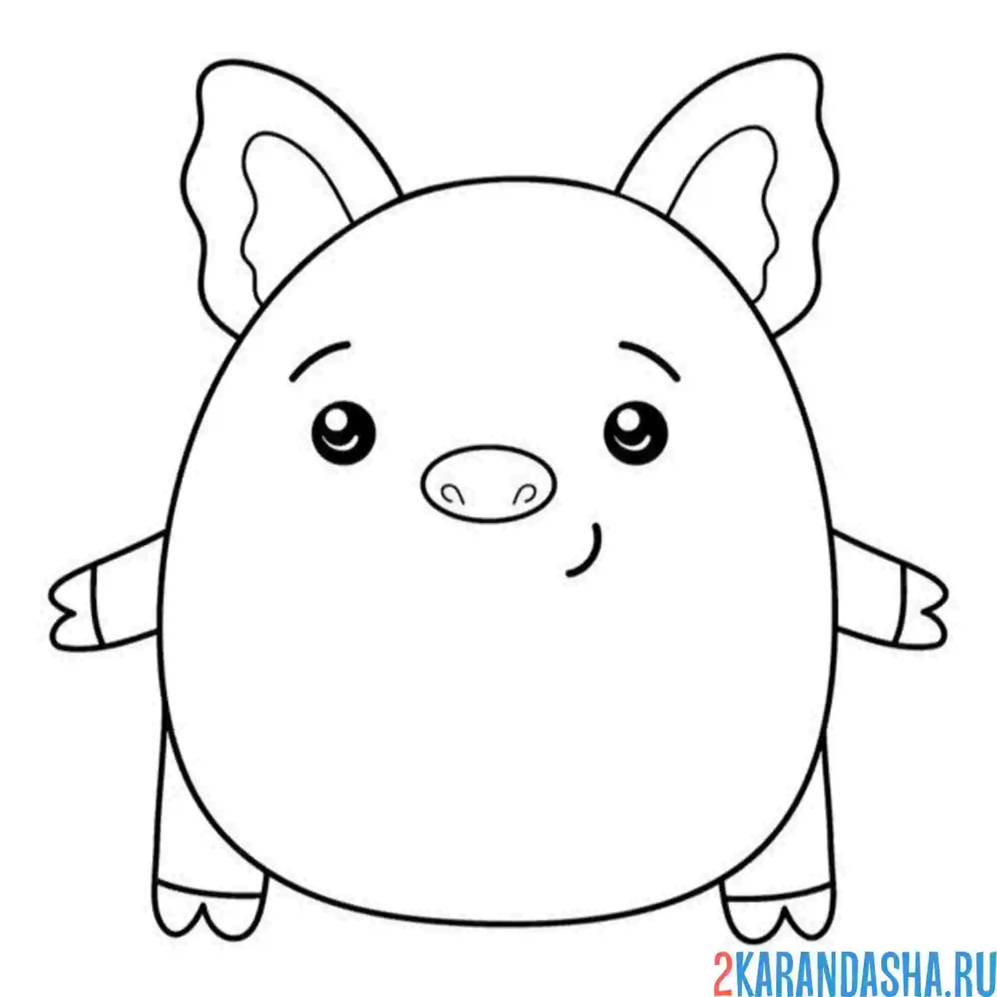 Раскраска мультяшная свинка