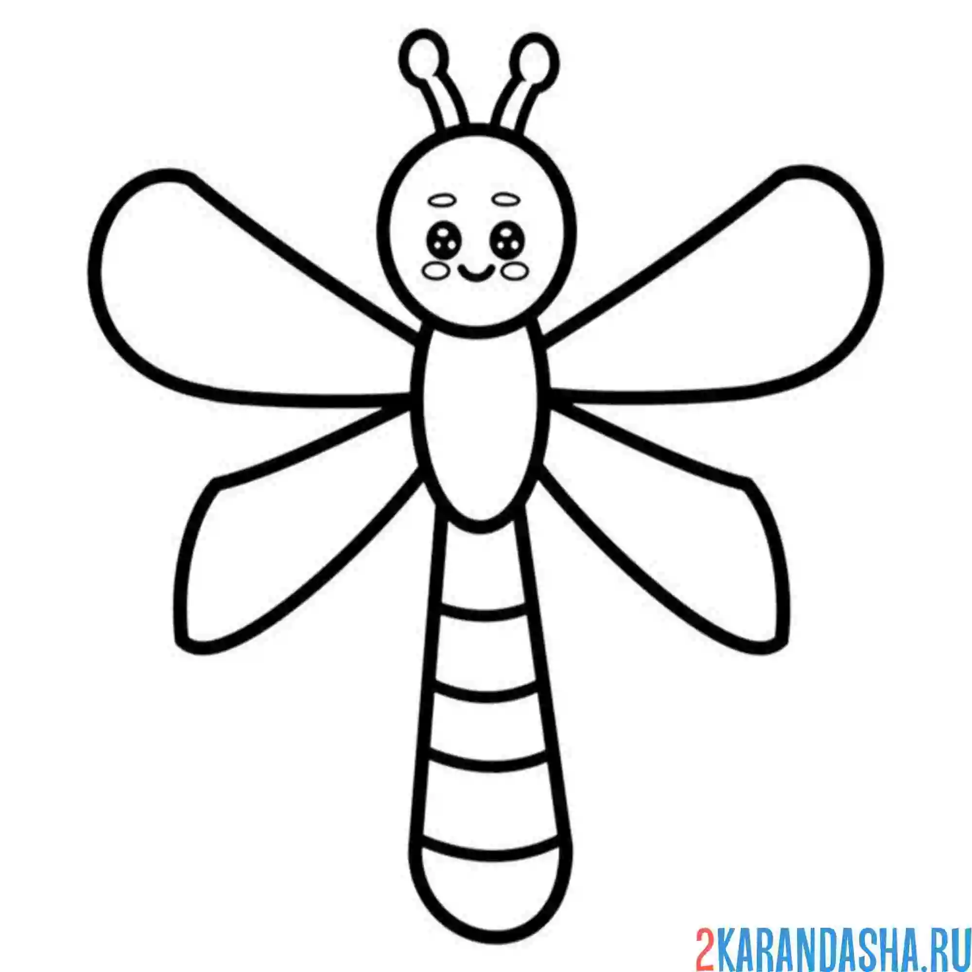 Раскраска стрекоза супер-простая