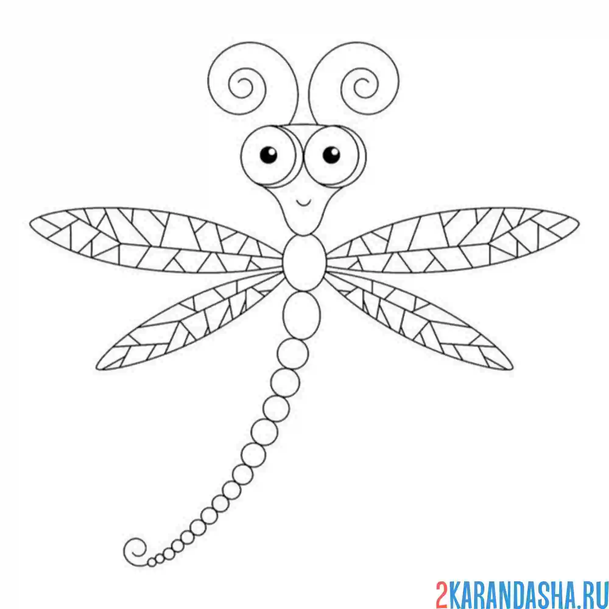 Раскраска испуганная стрекоза